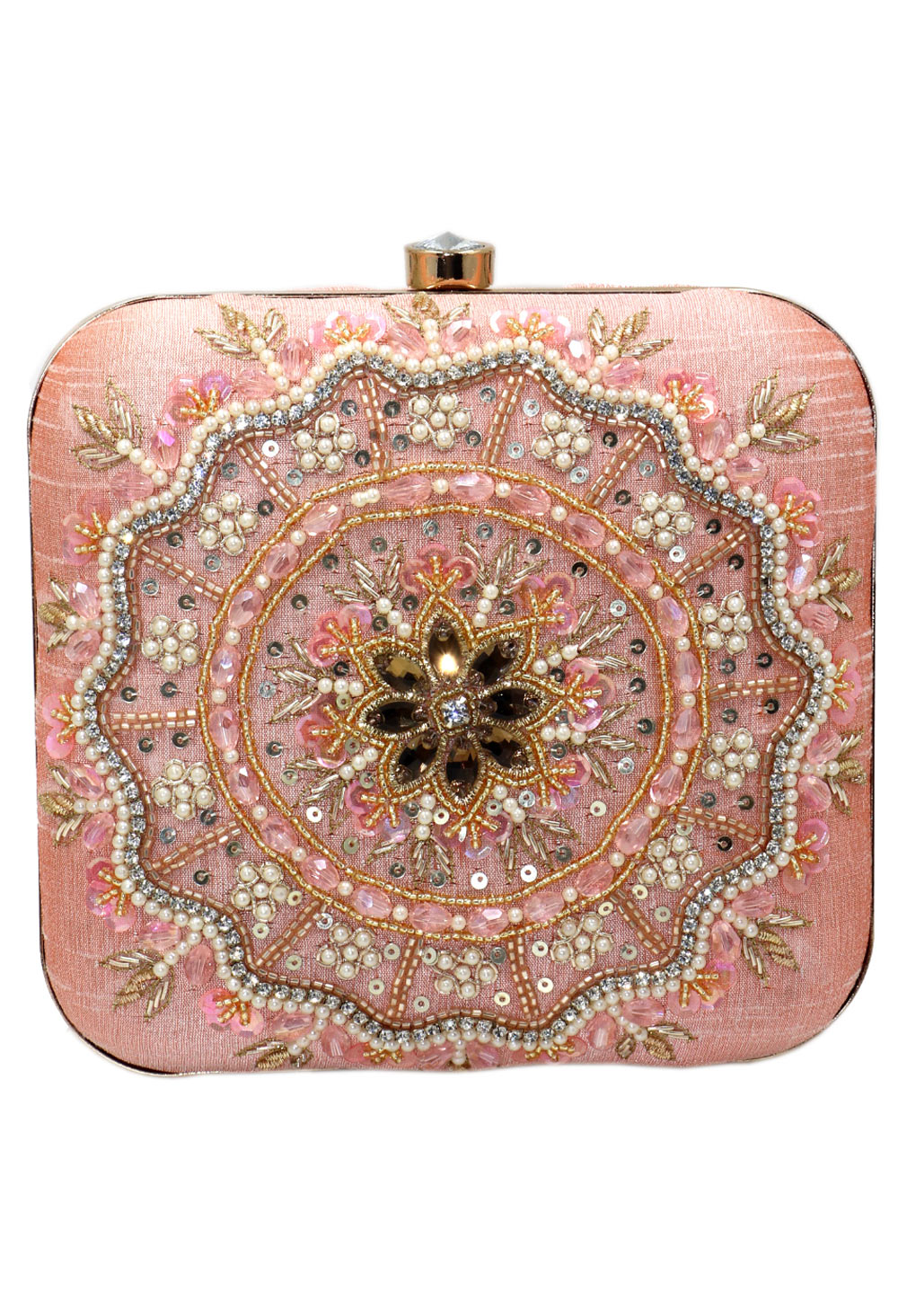 Peach Art Silk Clutch 266773