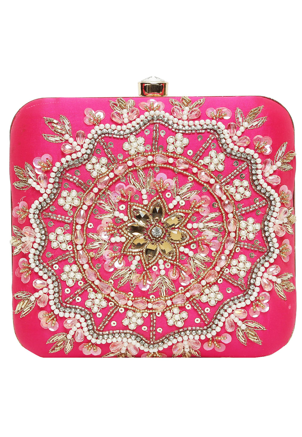 Magenta Art Silk Clutch 266776