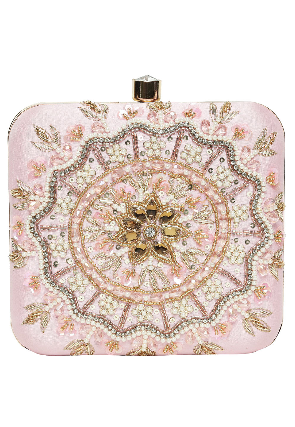 Pink Art Silk Clutch 266777