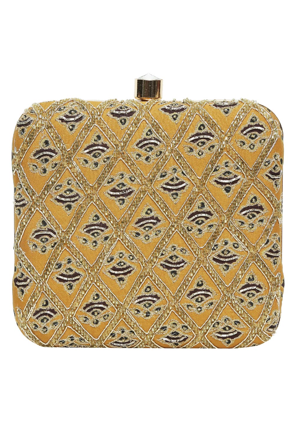 Mustard Art Silk Clutch 266778