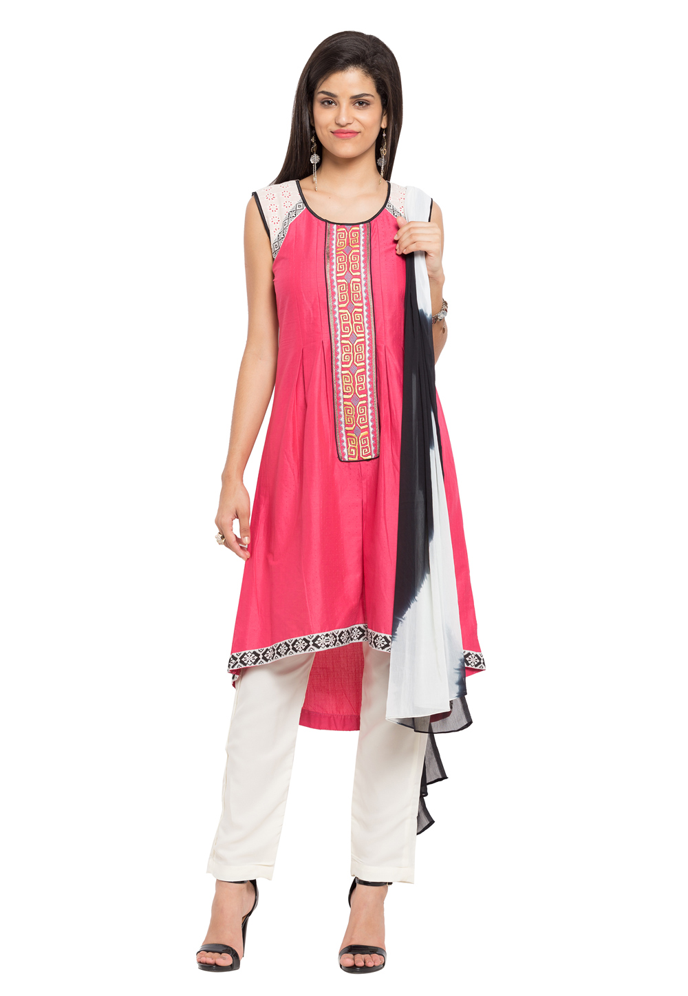 Pink Cotton Readymade Pant Style Suit 230397