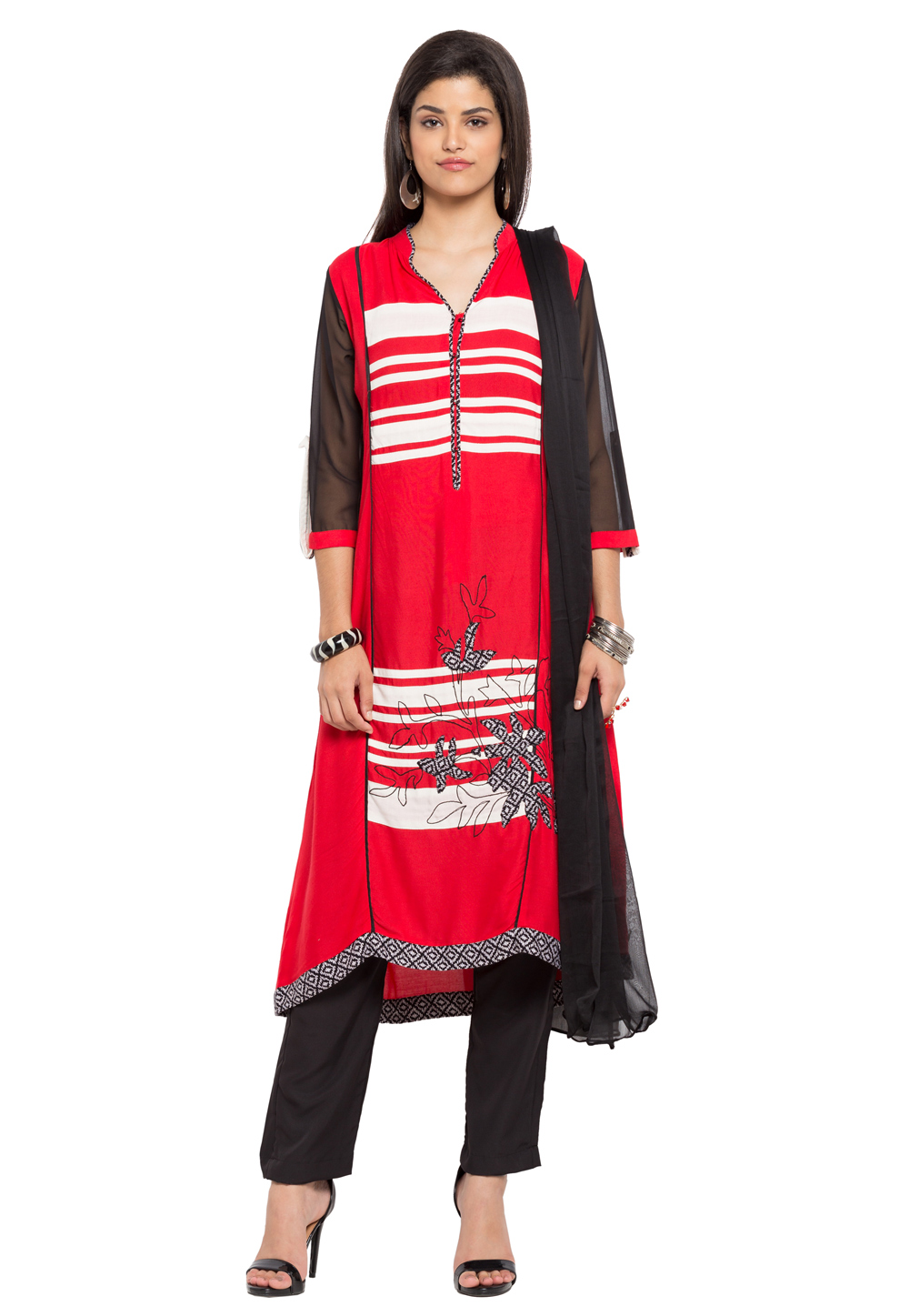 Red Cotton Readymade Pant Style Suit 230398