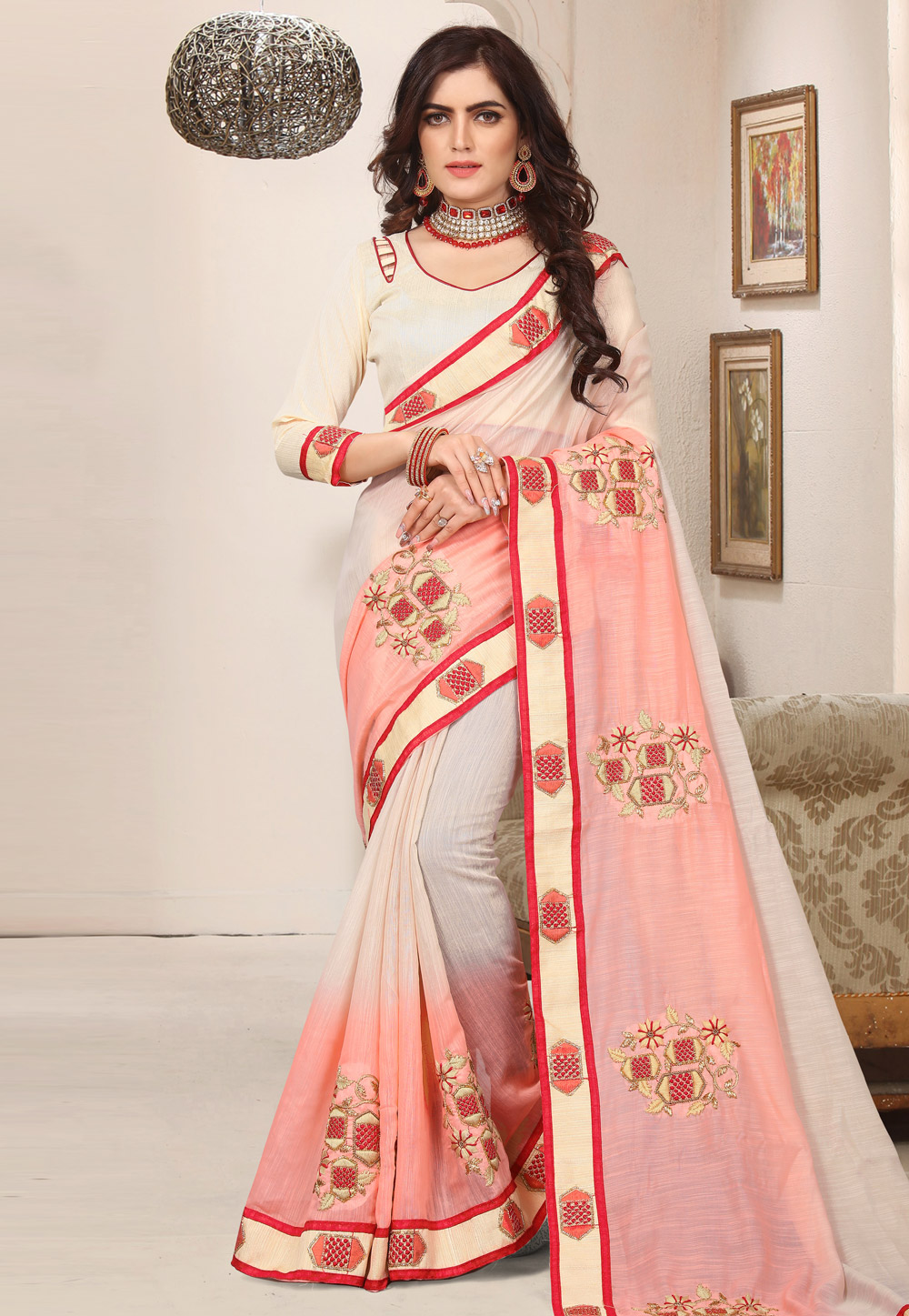 Beige Cotton Saree With Blouse 171830
