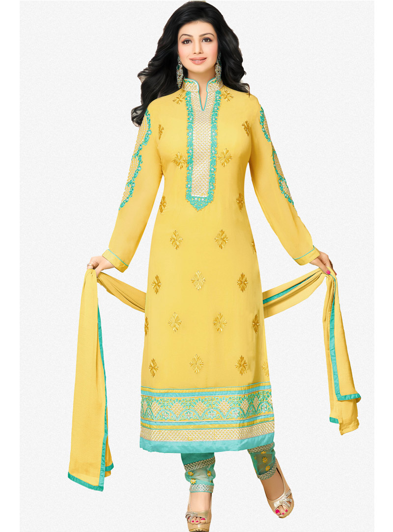Ayesha Takia Yellow Georgette Pakistani Style Suit 88759