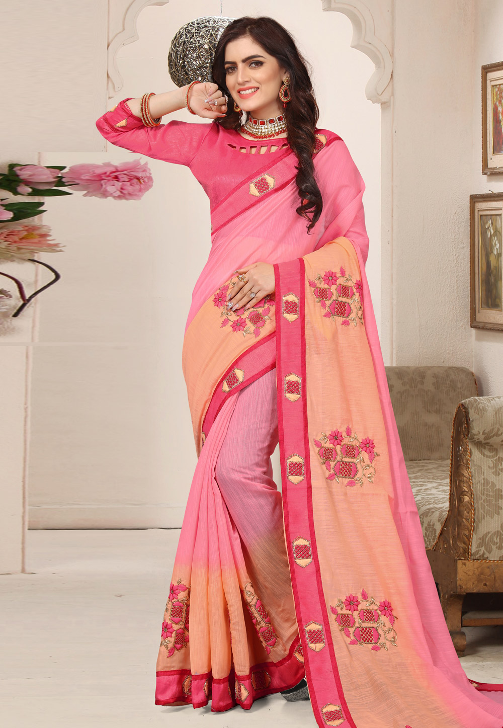 Pink Cotton Festival Wear Saree 171831