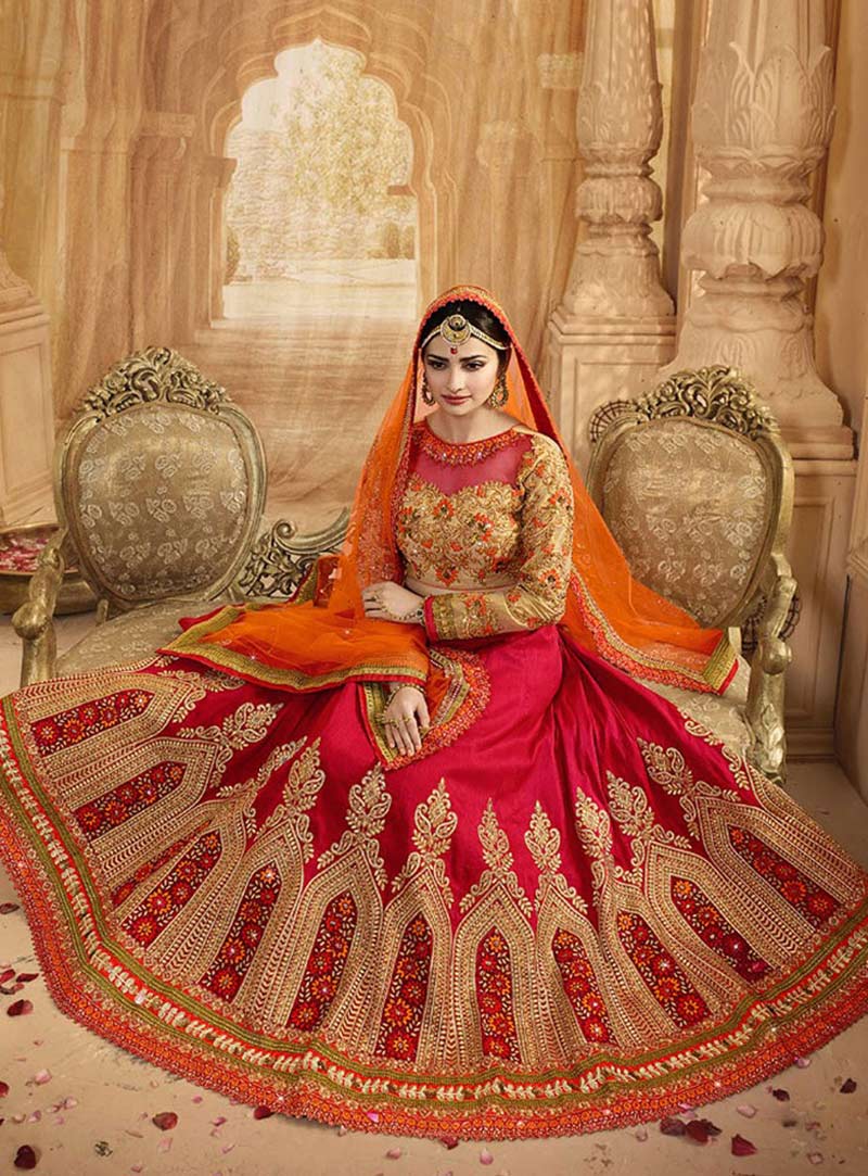 Prachi Desai Red Silk Wedding Lehenga Choli 76735