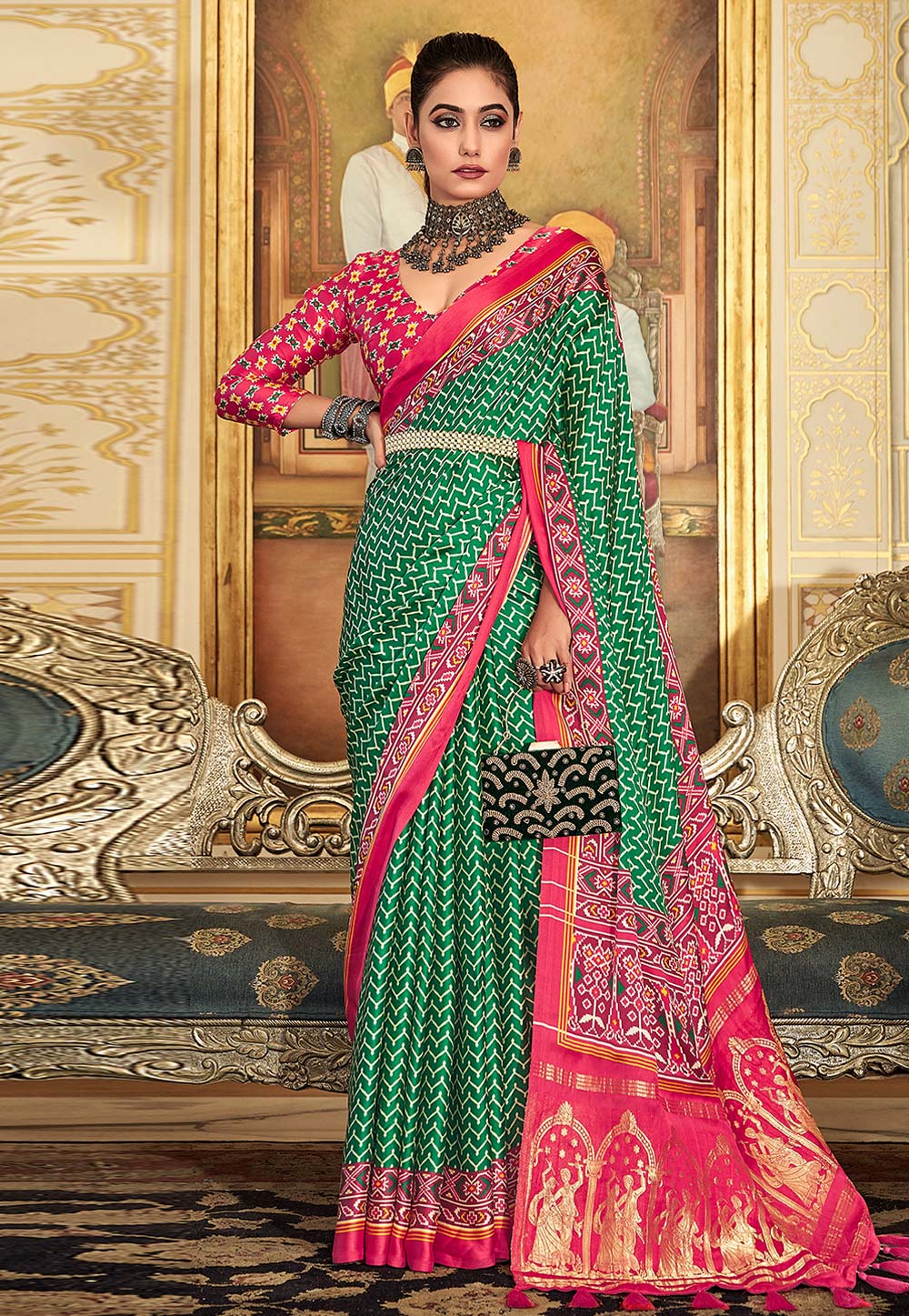 Green Silk Saree With Blouse 267984