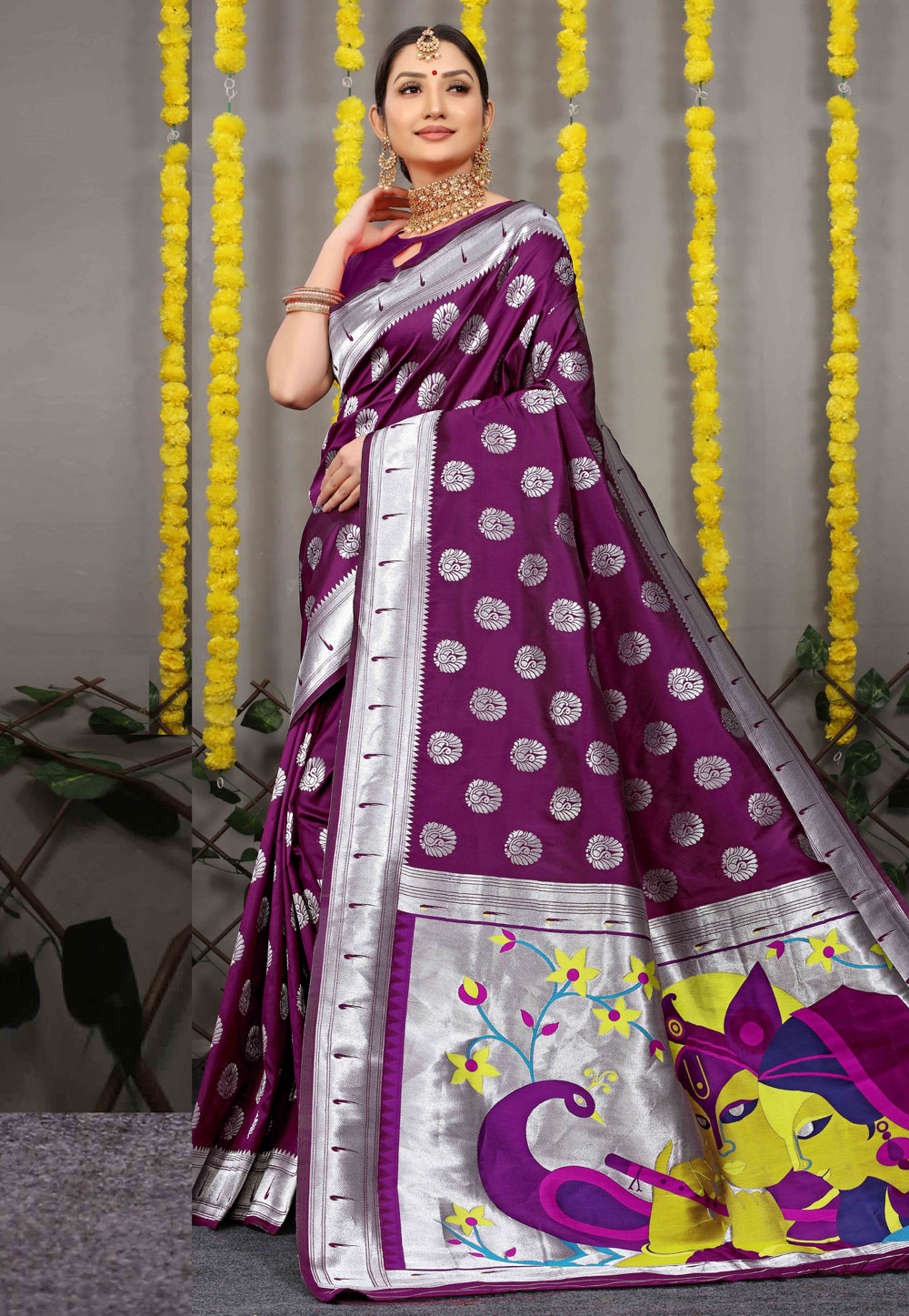 Purple Banarasi Silk Saree With Blouse 268216