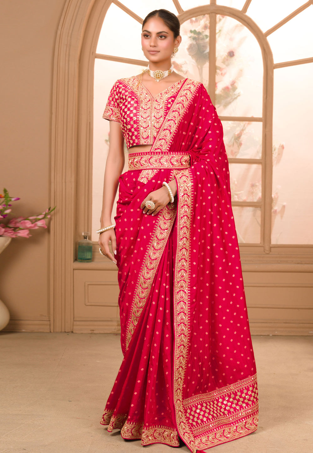 Magenta Silk Saree With Blouse 268485