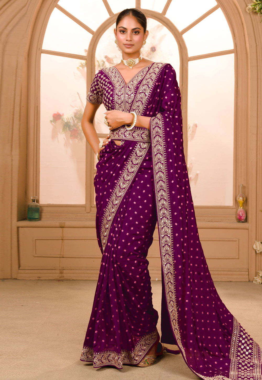 Purple Silk Saree With Blouse 268486