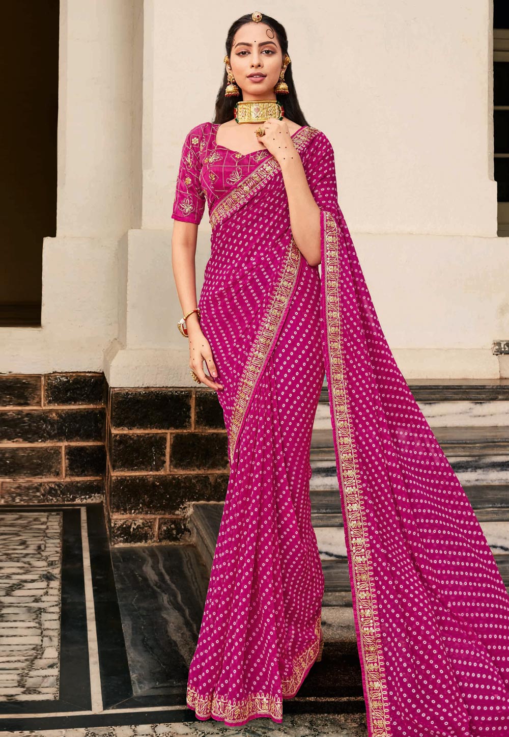 Magenta Georgette Saree With Blouse 268931