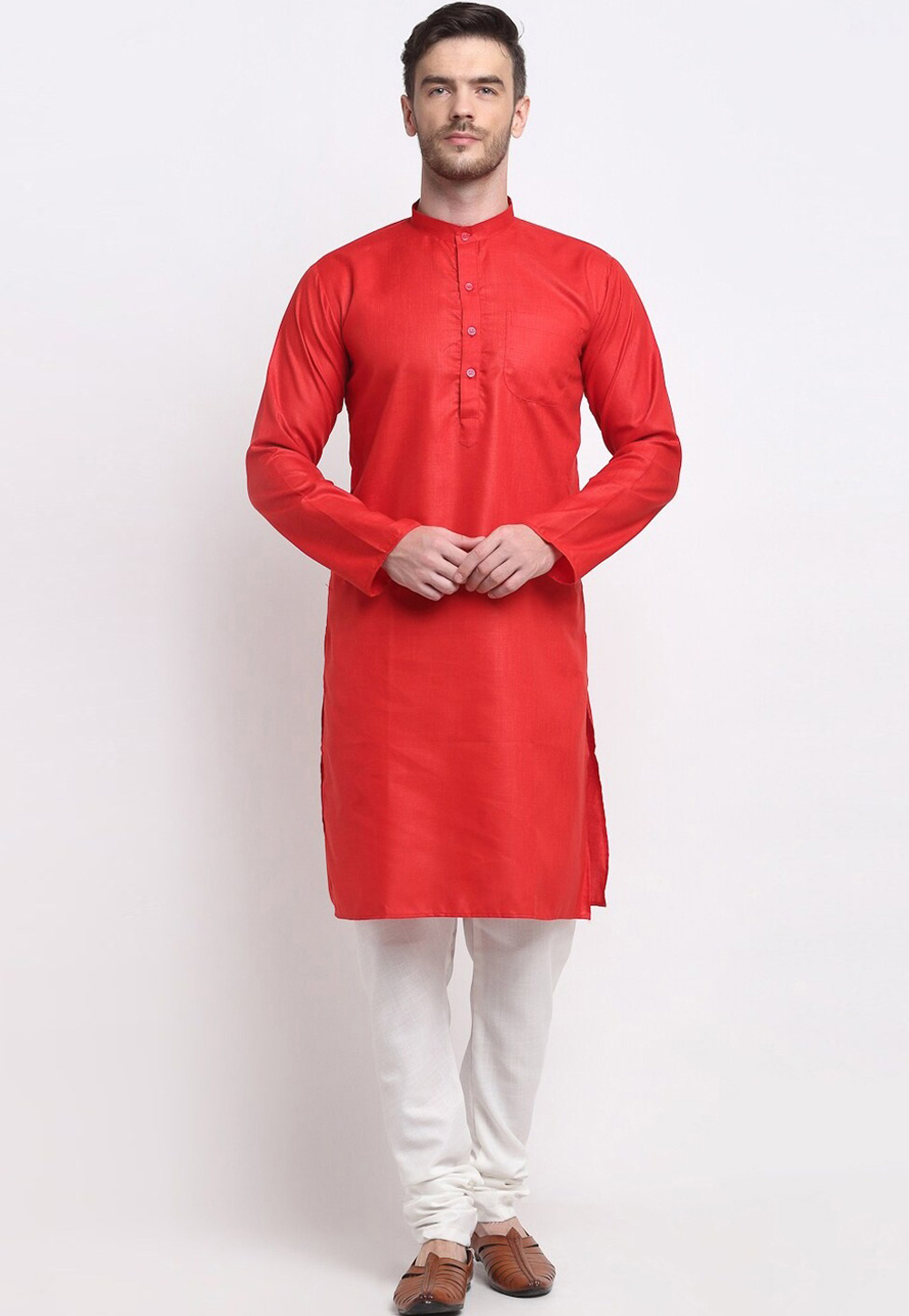 Red Cotton Kurta Pajama 268418