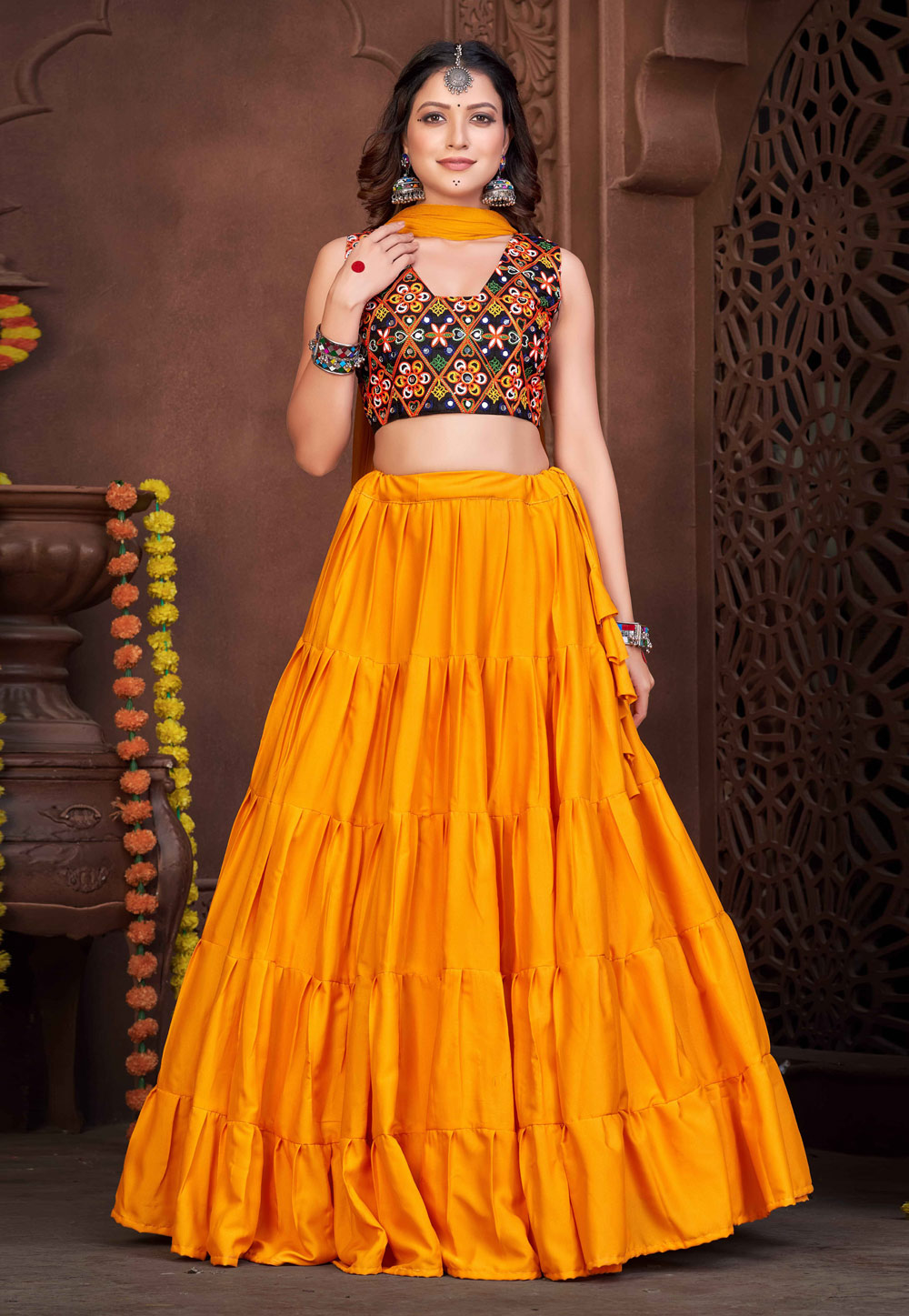Orange Cotton Silk Navratri Chaniya Choli 268867