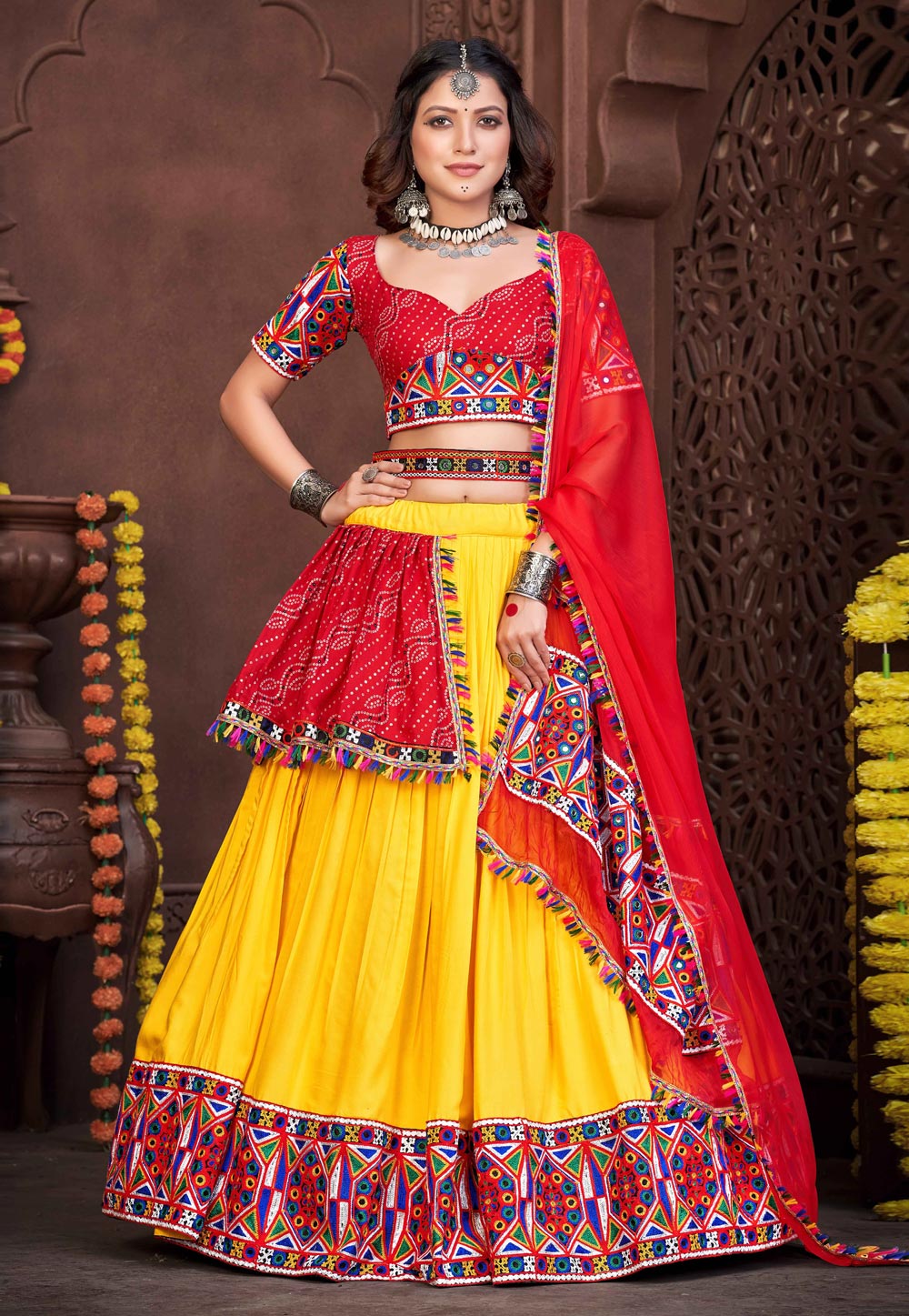 Yellow Georgette Navratri Chaniya Choli 268868