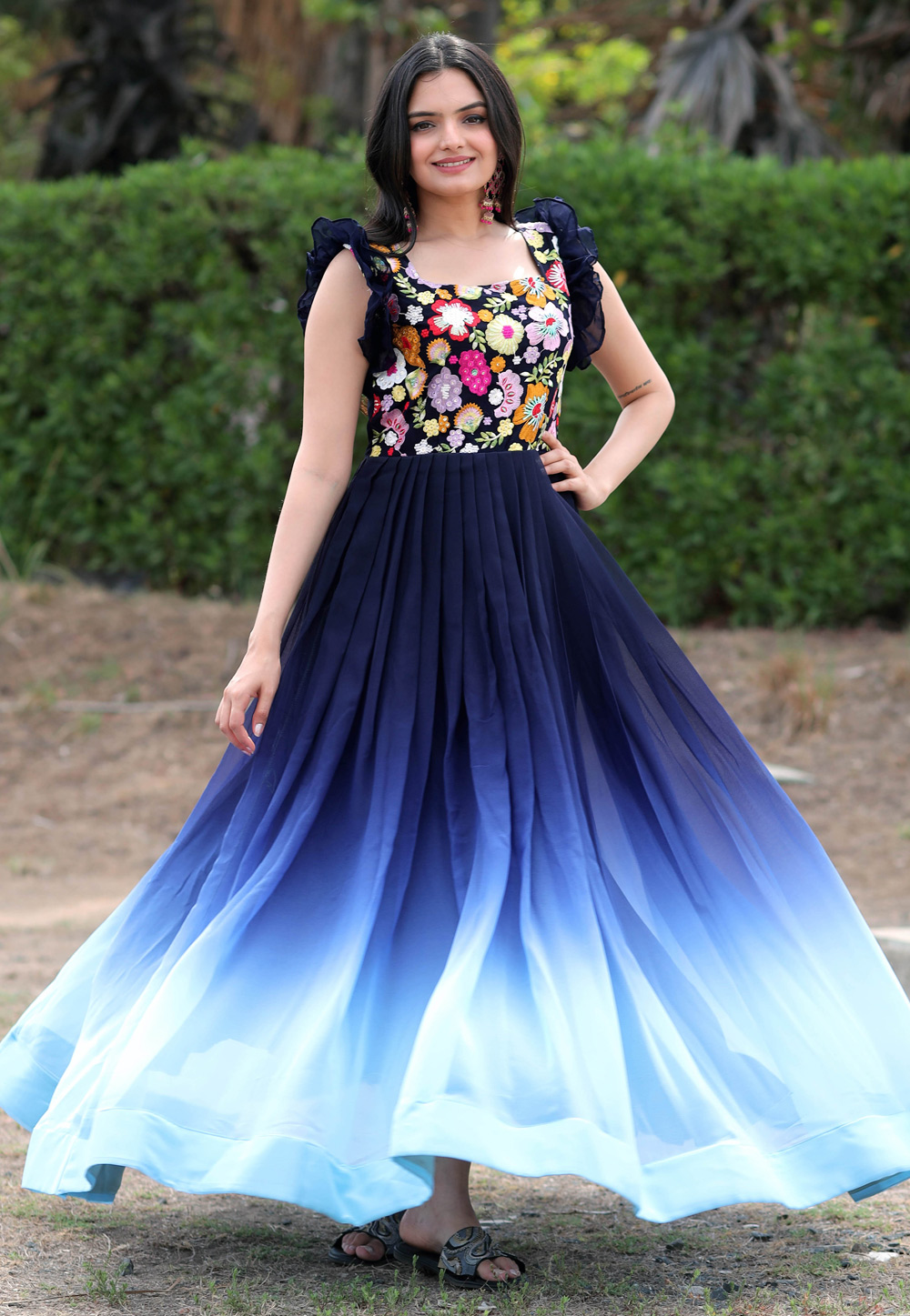 Fashion Cocktail Night Dress Blue Evening Dance Party Long Gown – FloraShe