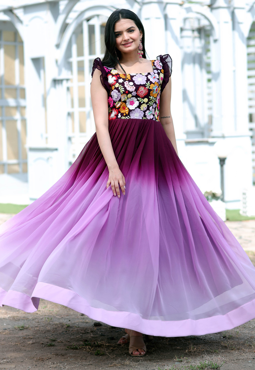 Purple Georgette Gown 269070