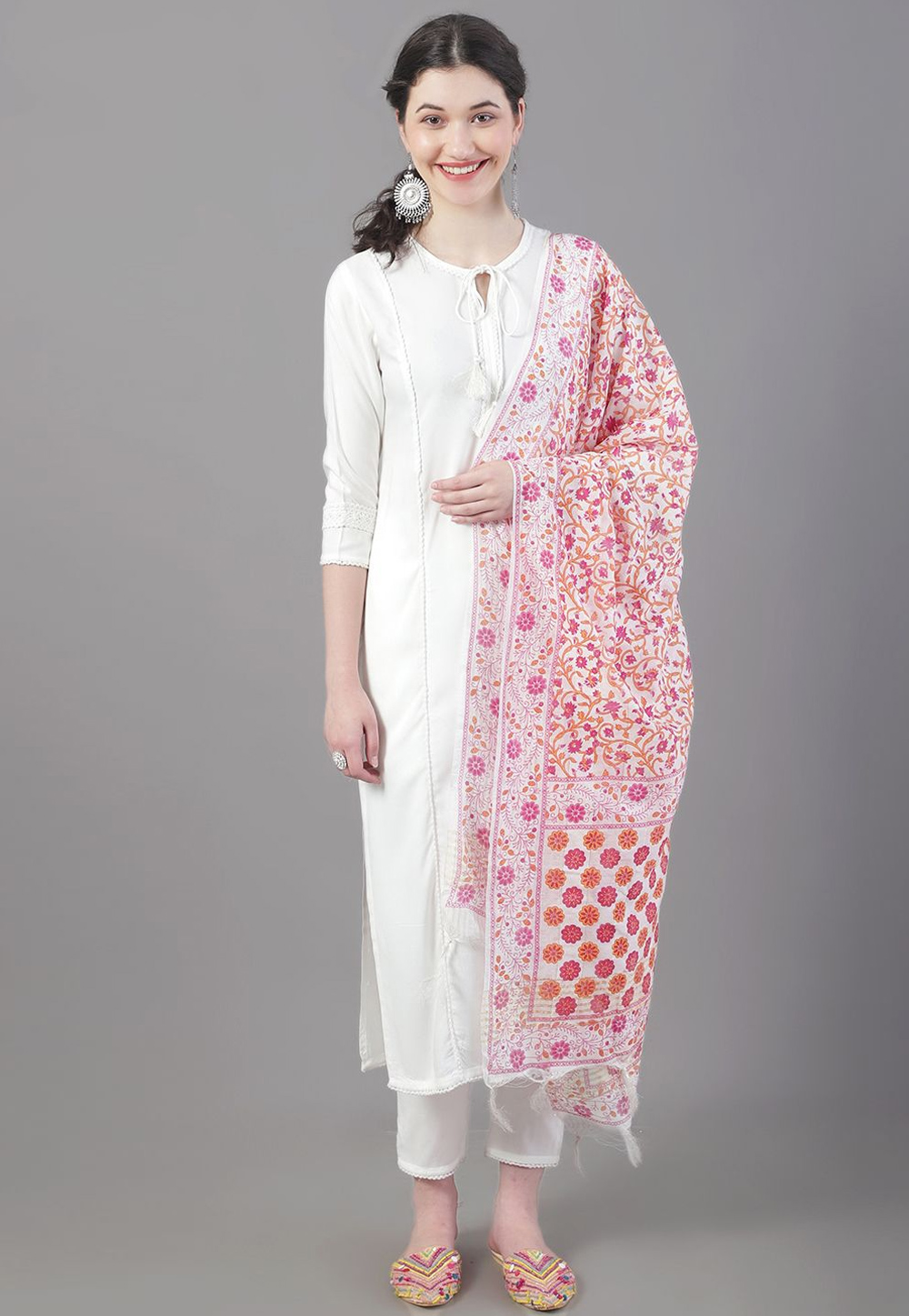 White Rayon Readymade Pant Style Suit 269075