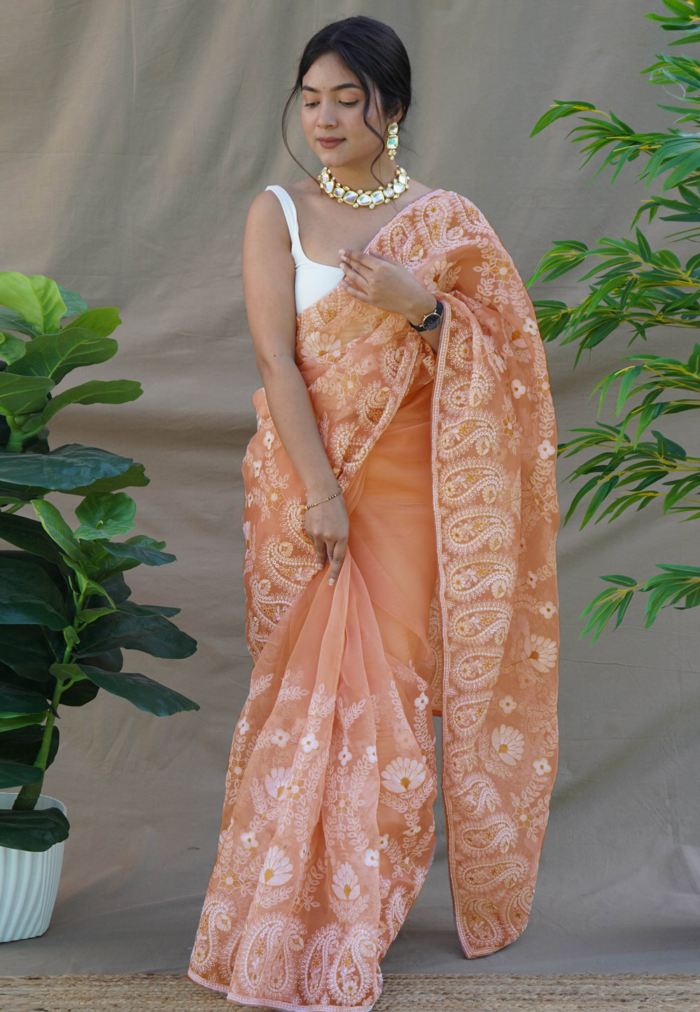 Light Pink Organza Light Weight Saree 269144