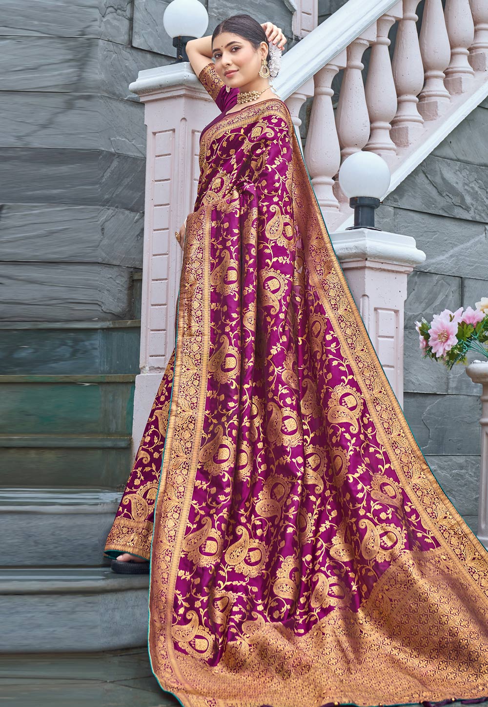 Purple Banarasi Silk Saree 249544