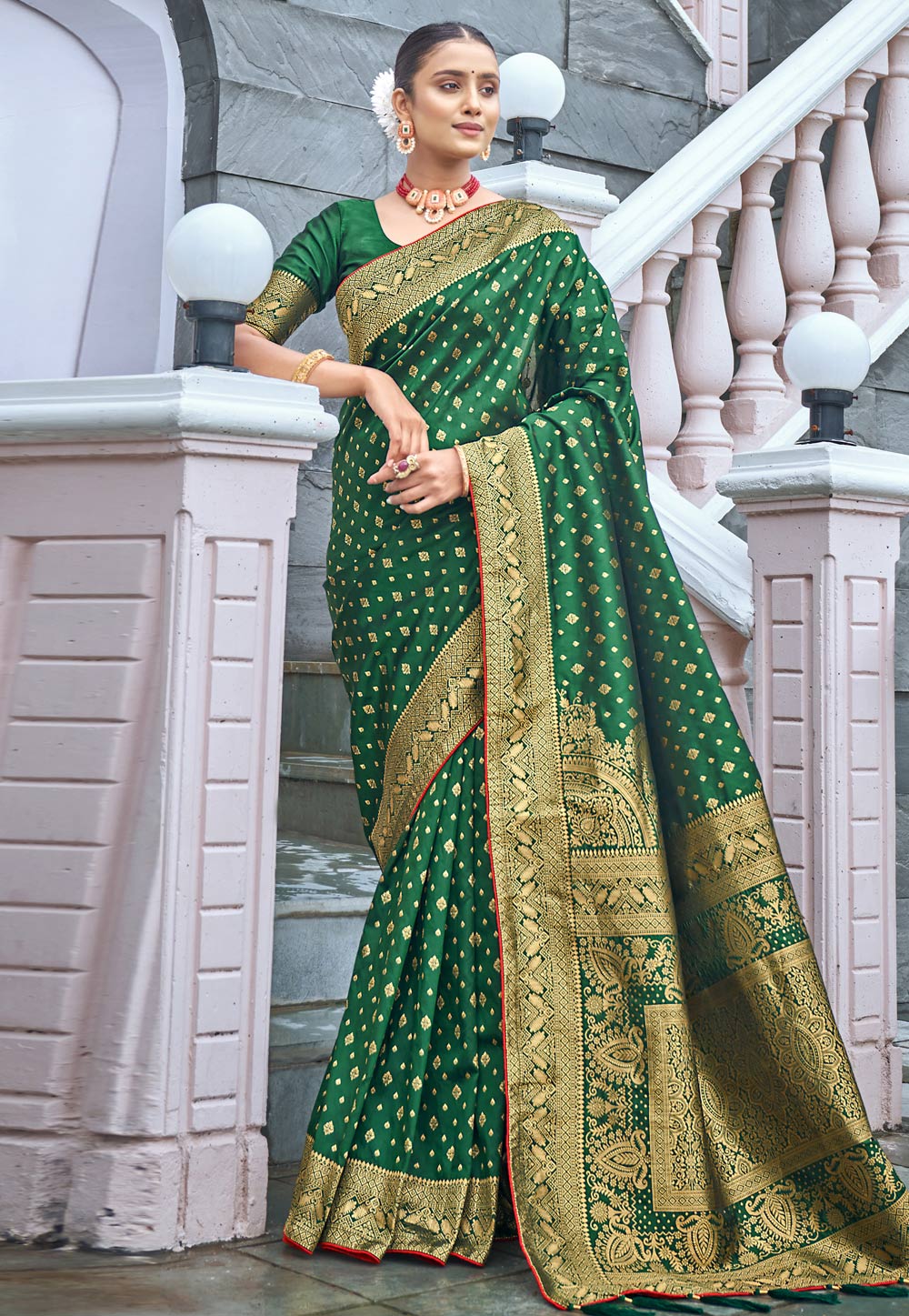 Green Banarasi Silk Saree 249546