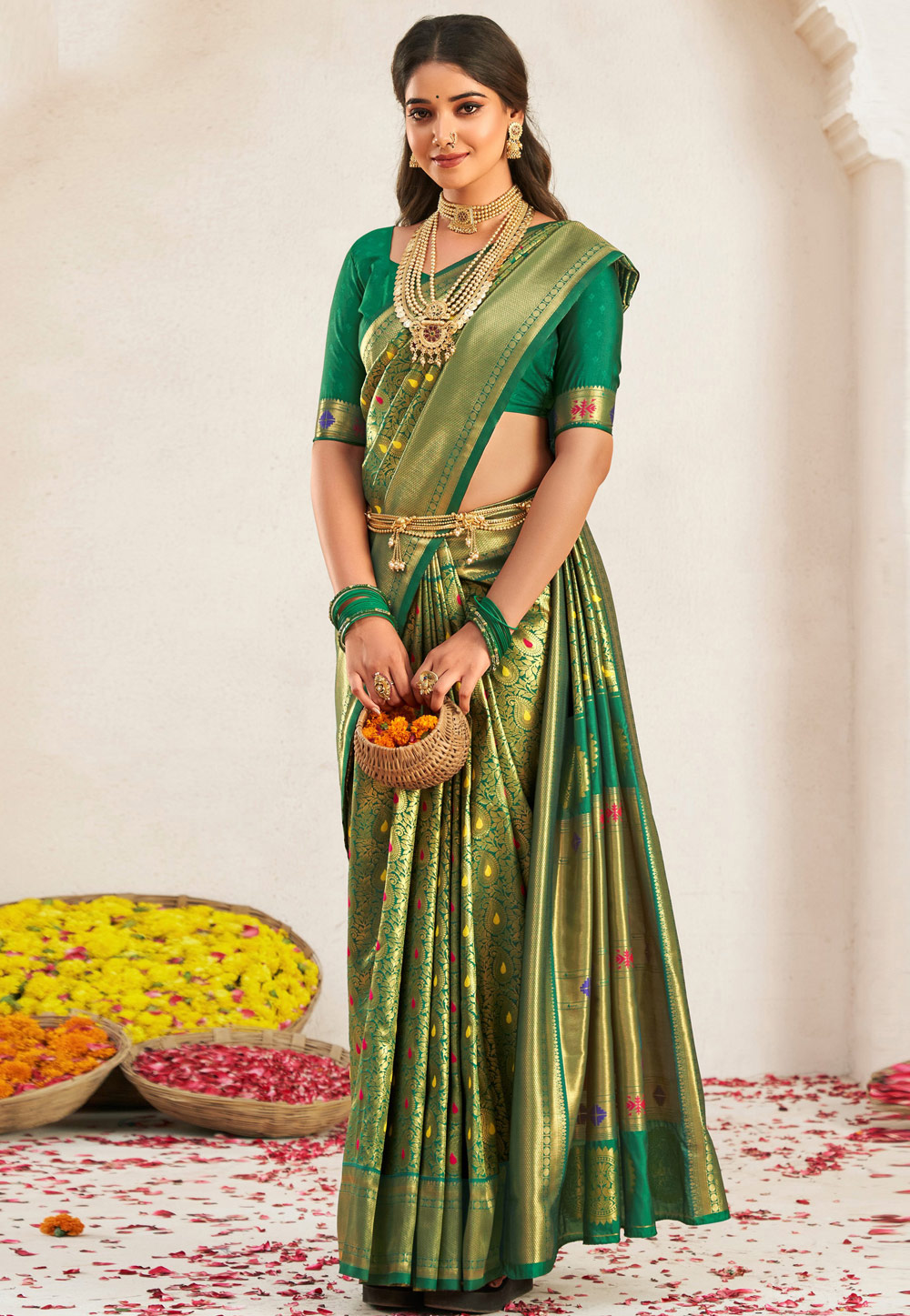 Green Soft Silk Saree With Blouse 269417
