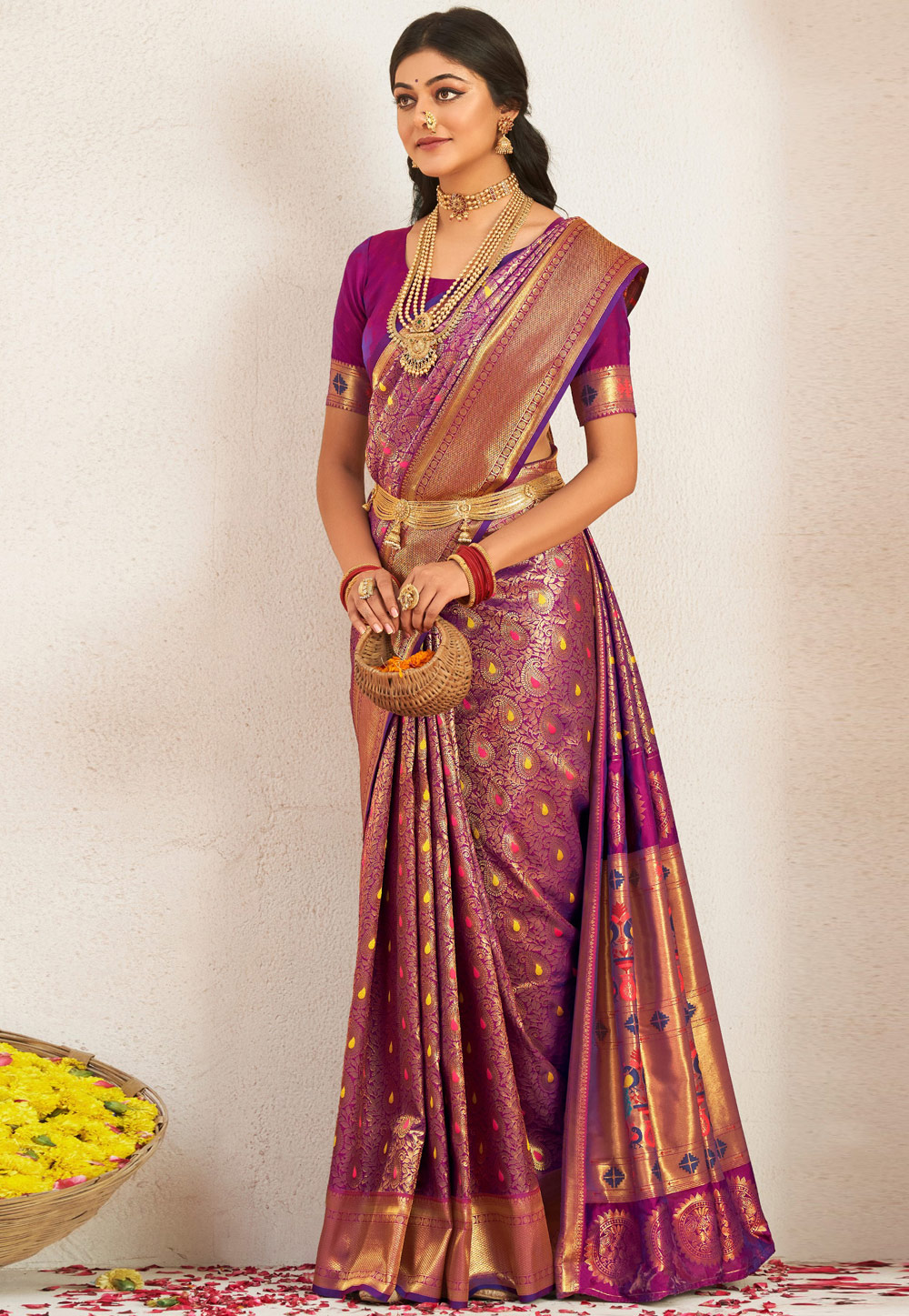 Women's Designer Purple Soft Organza Silk Saree with Gold Zari Weaving  Blouse - vsaree - 4081335