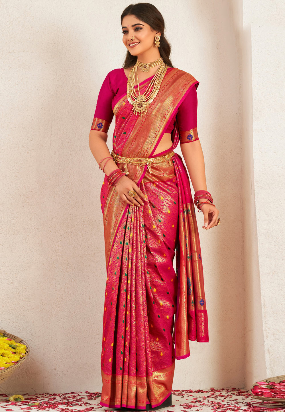Magenta Soft Silk Saree With Blouse 269419