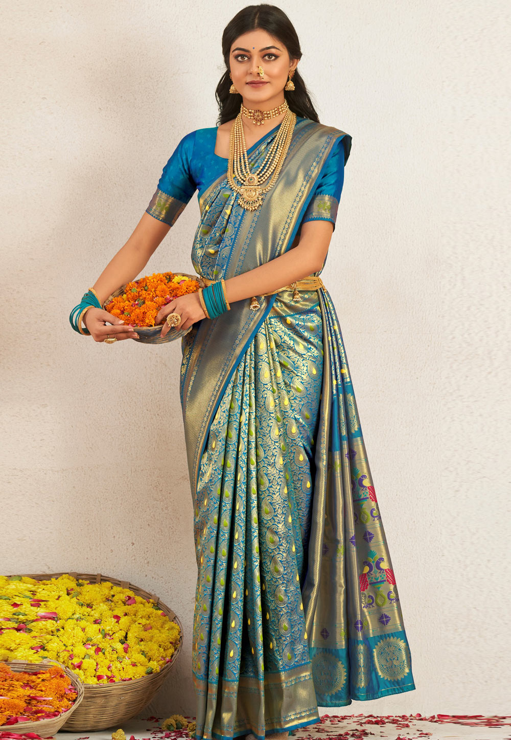 Blue Soft Silk Saree With Blouse 269420