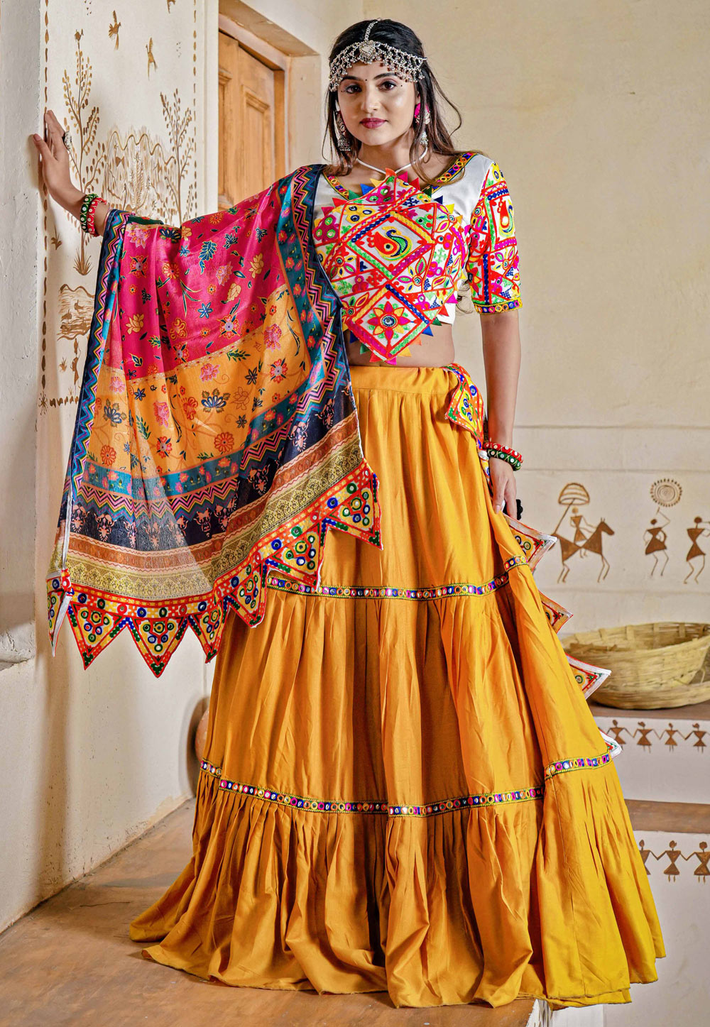 Yellow Rayon Navratri Chaniya Choli 269413