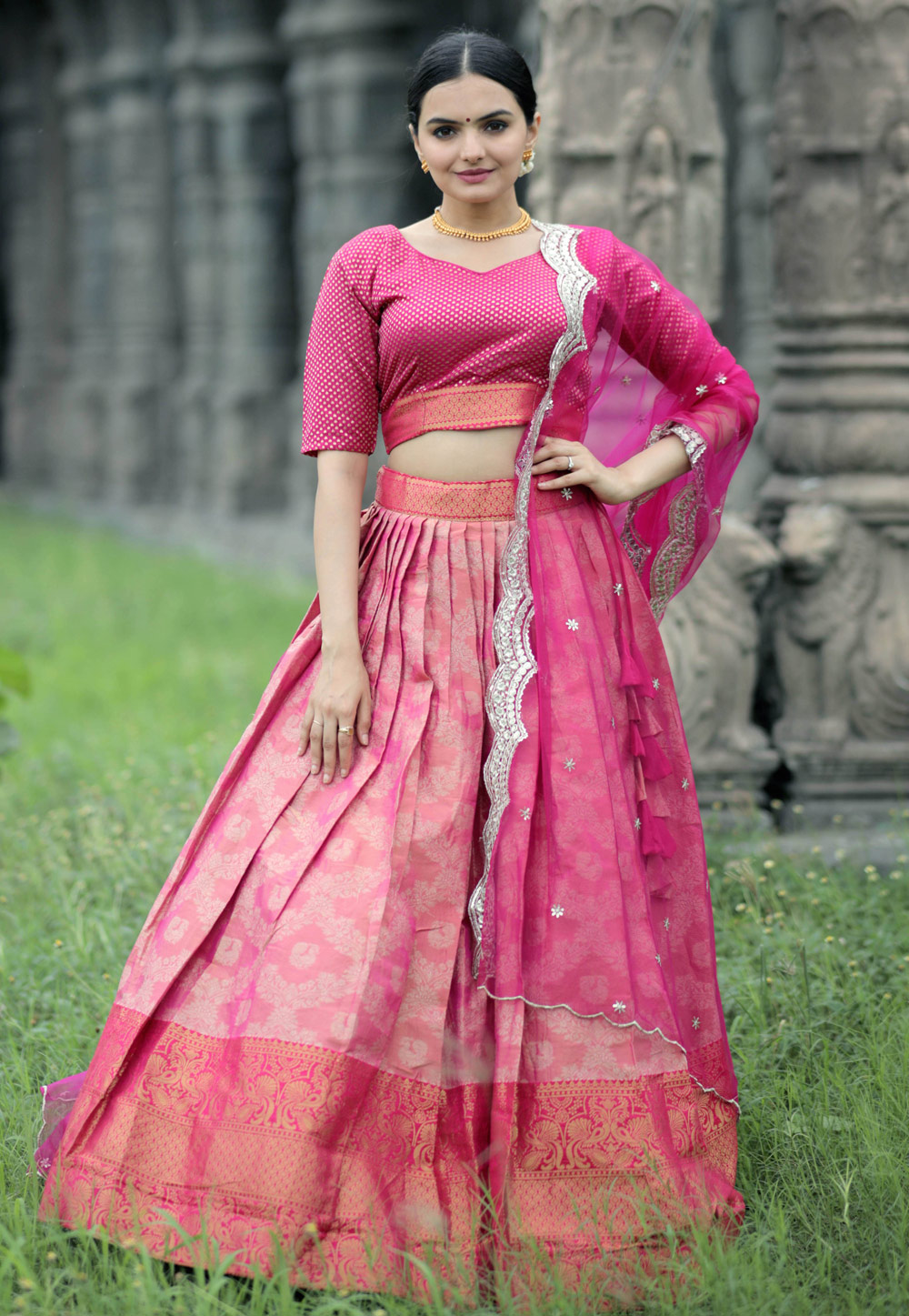 Pink Kanjivaram Silk Circular Lehenga Choli 269409