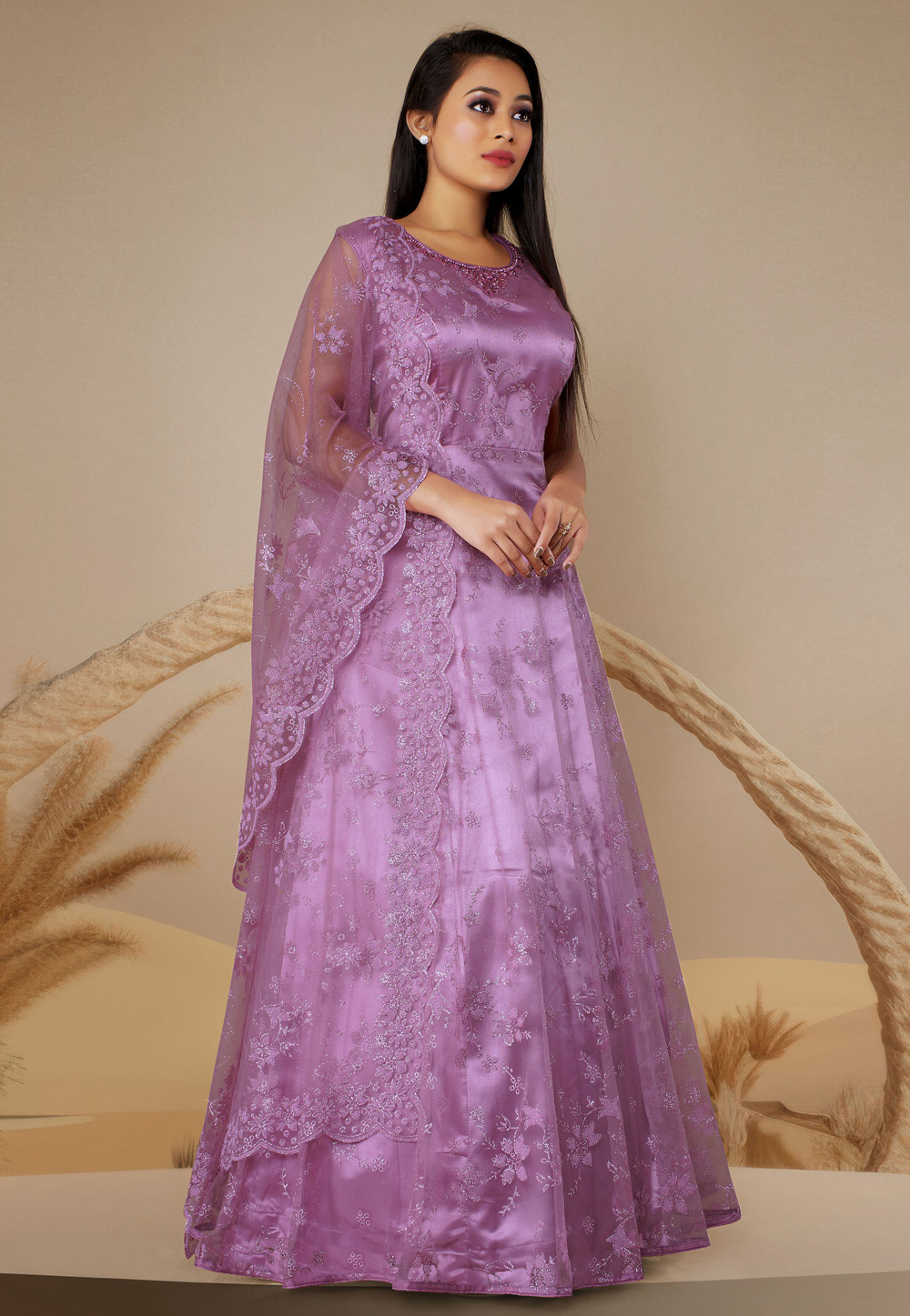 Buy Embroidered Blue Net Anarkali Suit (NWS-6995) Online