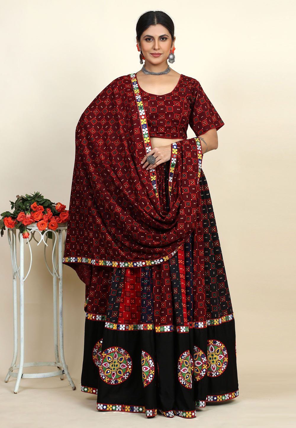 Maroon Cotton Navratri Chaniya Choli 270557