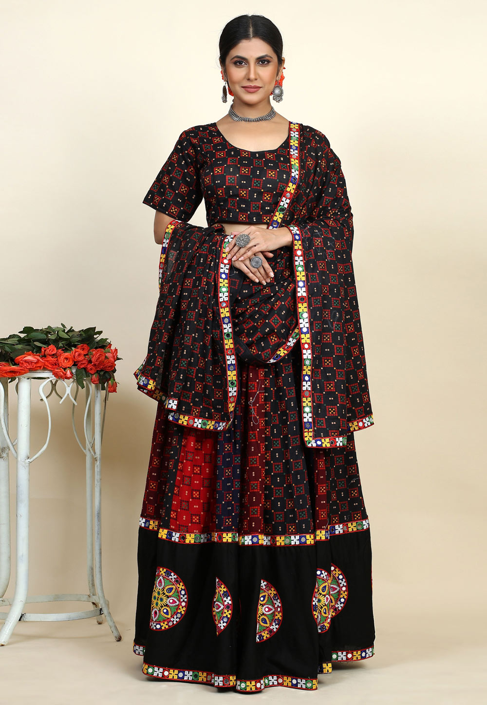 Black Cotton Navratri Chaniya Choli 270559