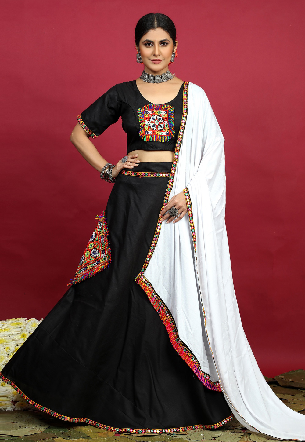 Black Cotton Navratri Chaniya Choli 270560