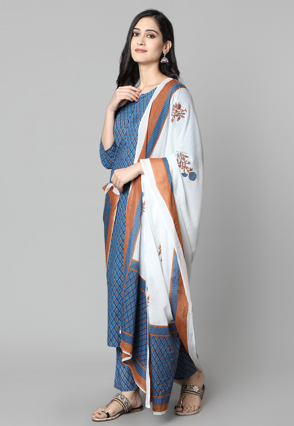 Sky Blue Rayon Readymade Pakistani Suit 270621