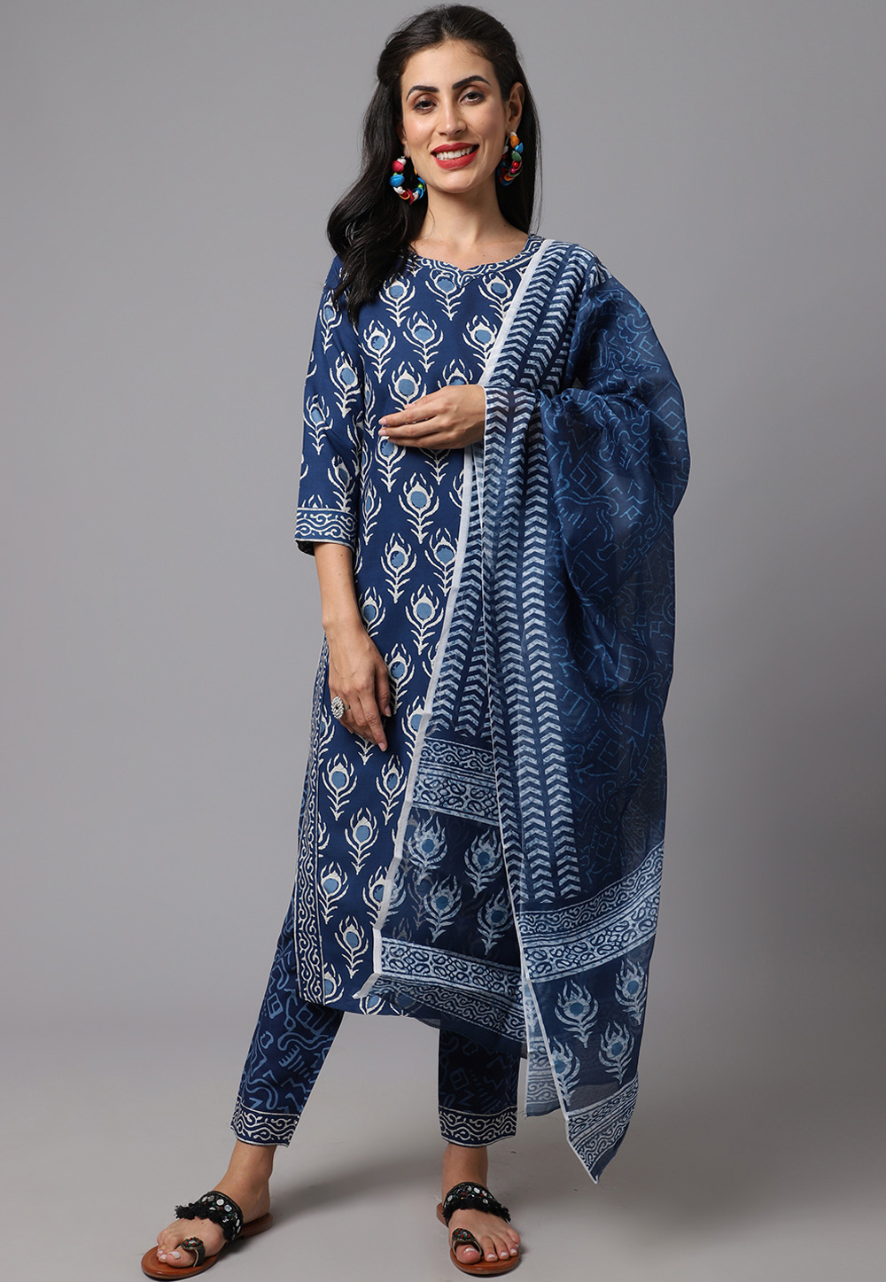 Blue Rayon Readymade Pant Style Suit 270607