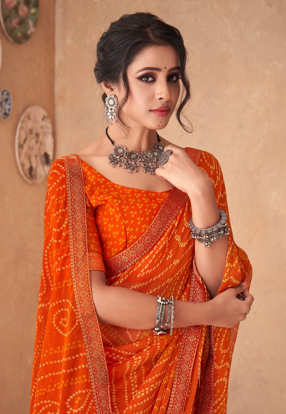 Sarees Online USA | Buy Indian Saris | Latest Saree Designs USA: Orange and  Cream