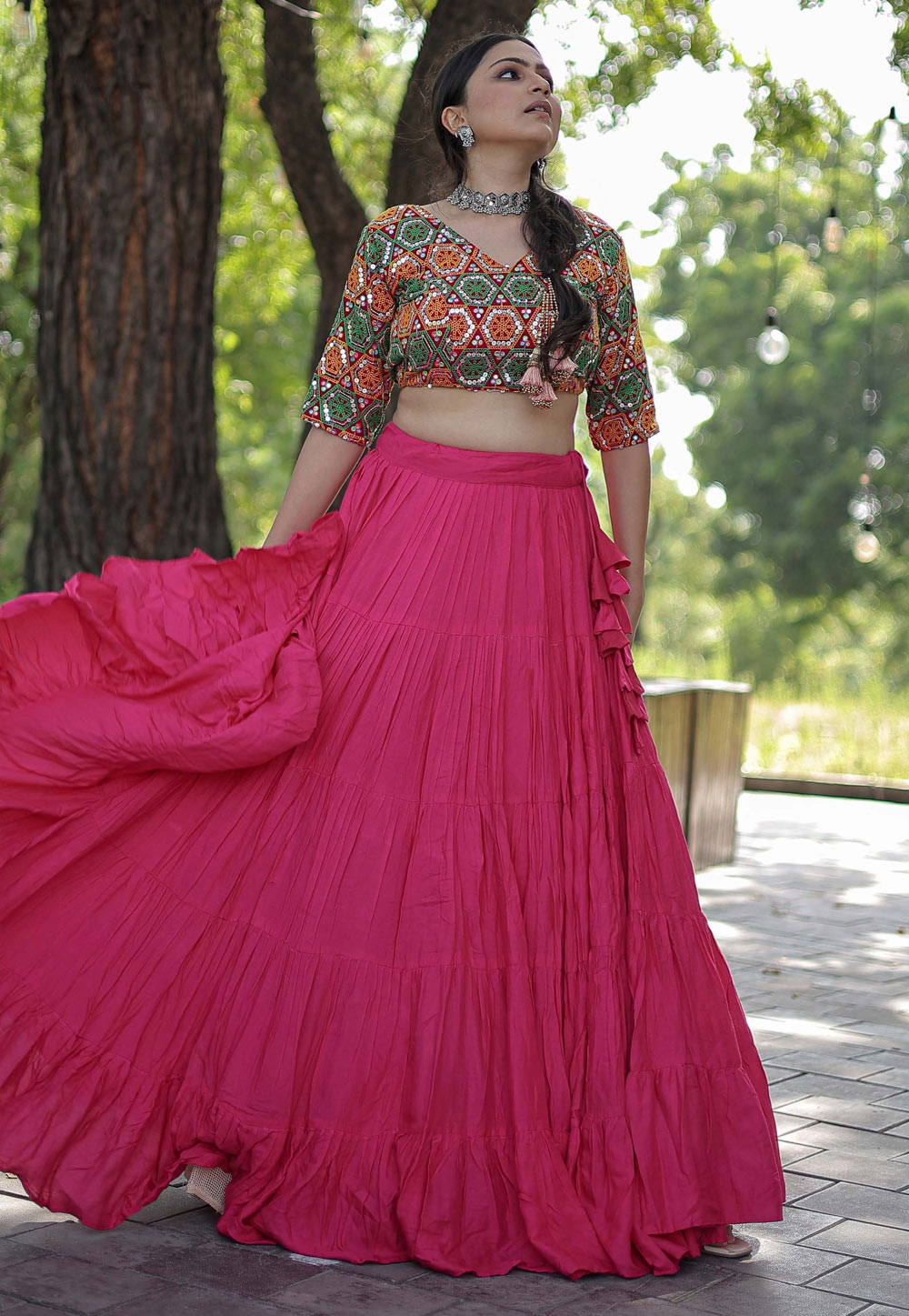 Pink Rayon Navratri Chaniya Choli 271140