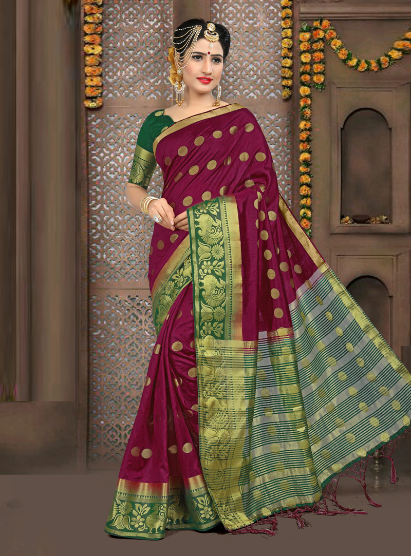 Magenta Silk Festival Wear Saree 143733