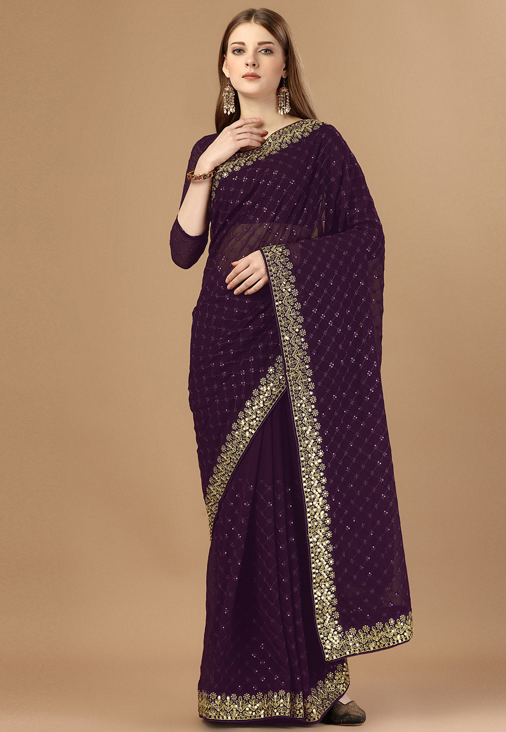 Purple Georgette Saree With Blouse 272082