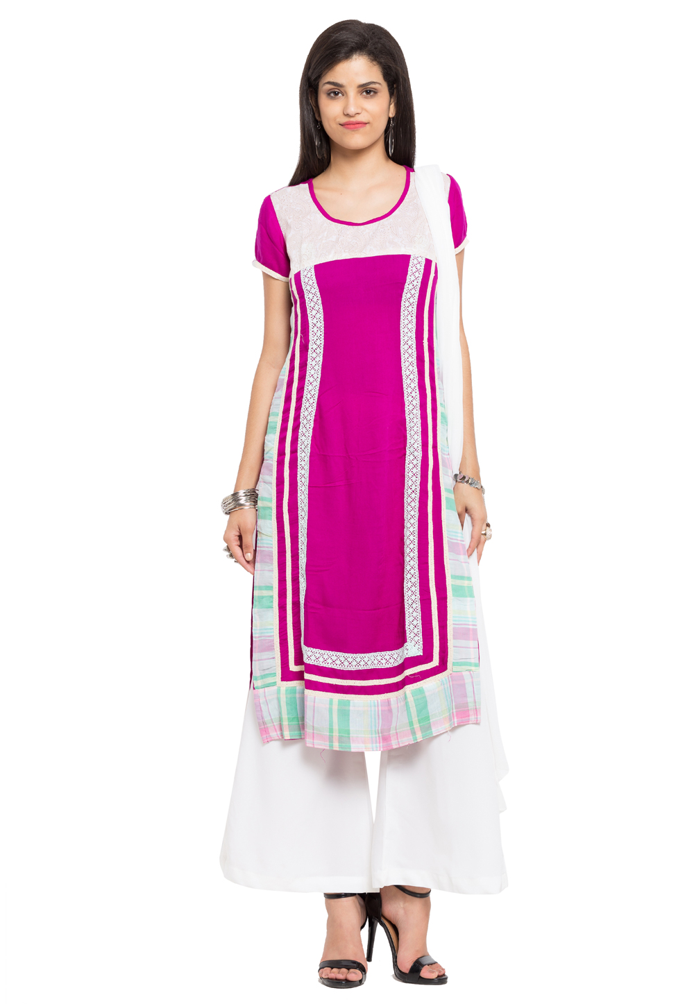 Pink Cotton Readymade Palazzo Suit 230433