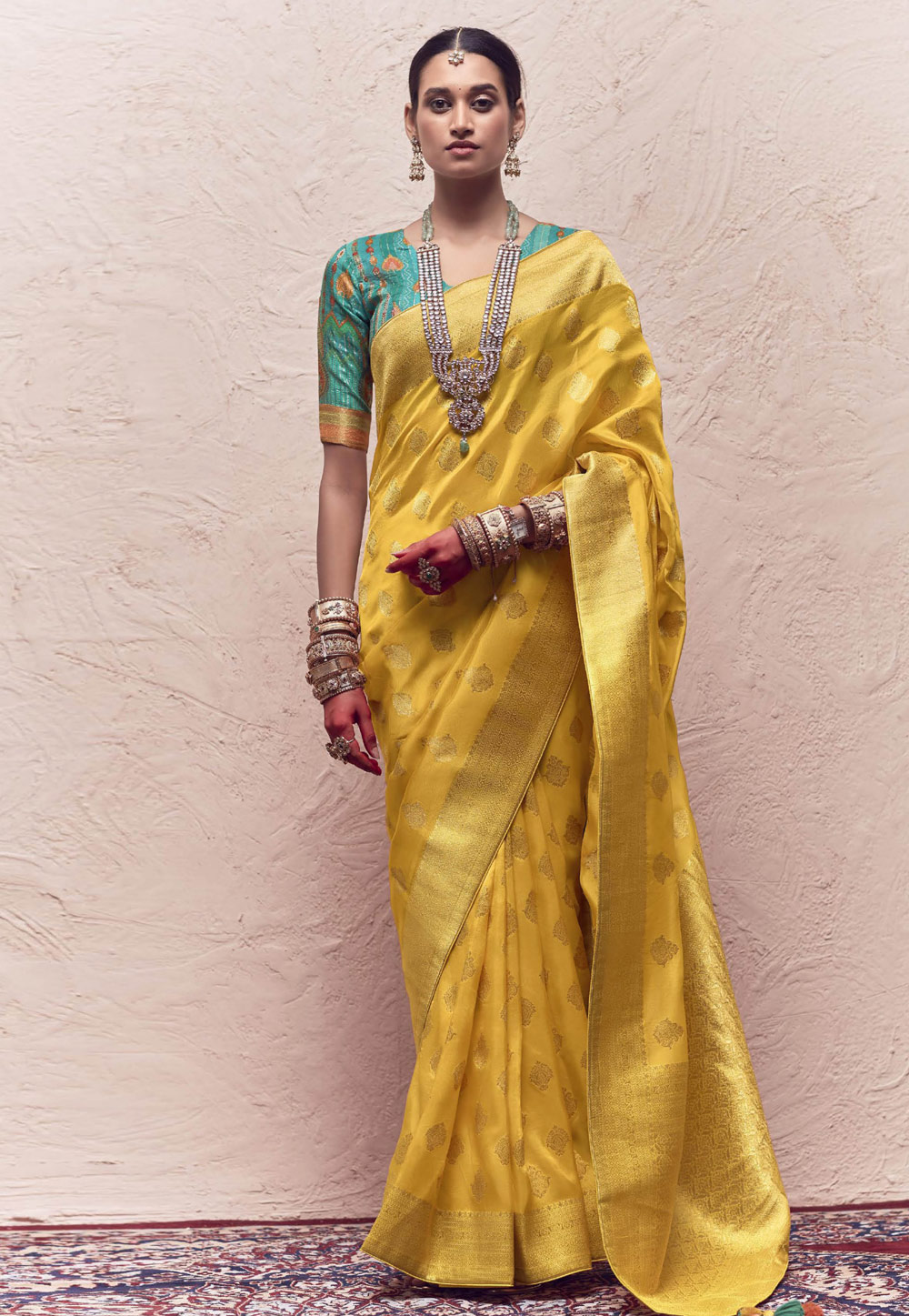 Yellow Crepe Saree With Blouse 272204