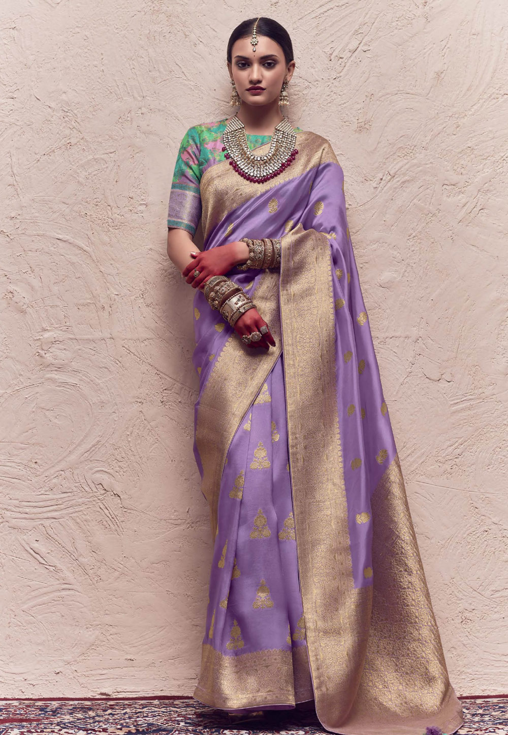 Lavender Crepe Saree With Blouse 272206