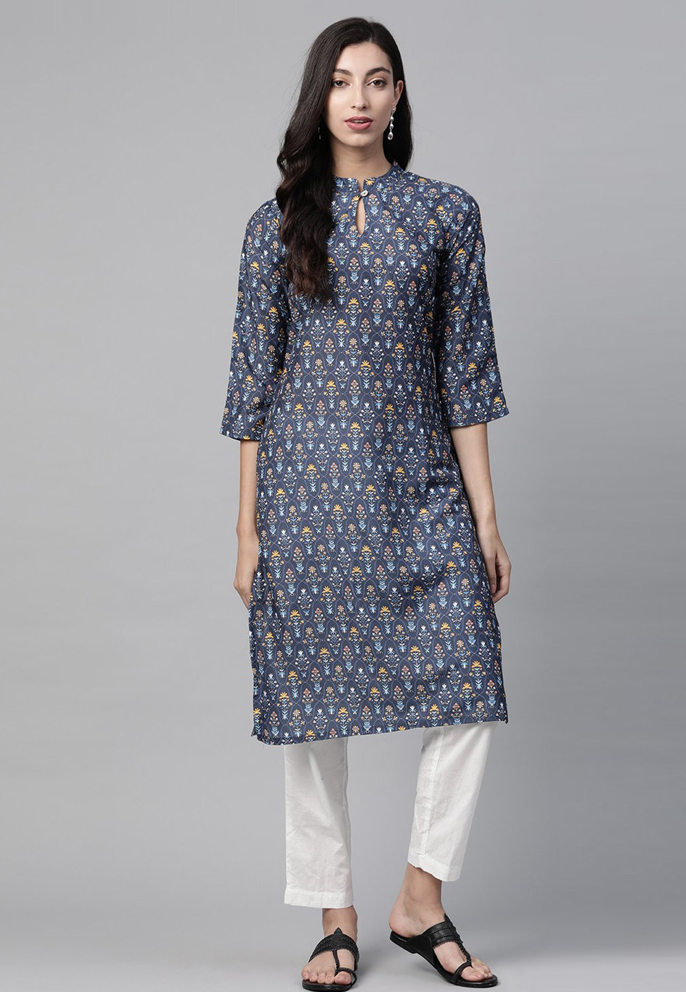 Navy Blue Polyester Tunic 223576
