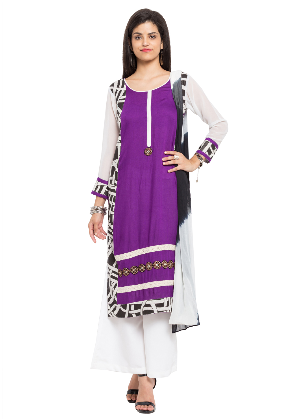 Violet Cotton Readymade Palazzo Suit 230437