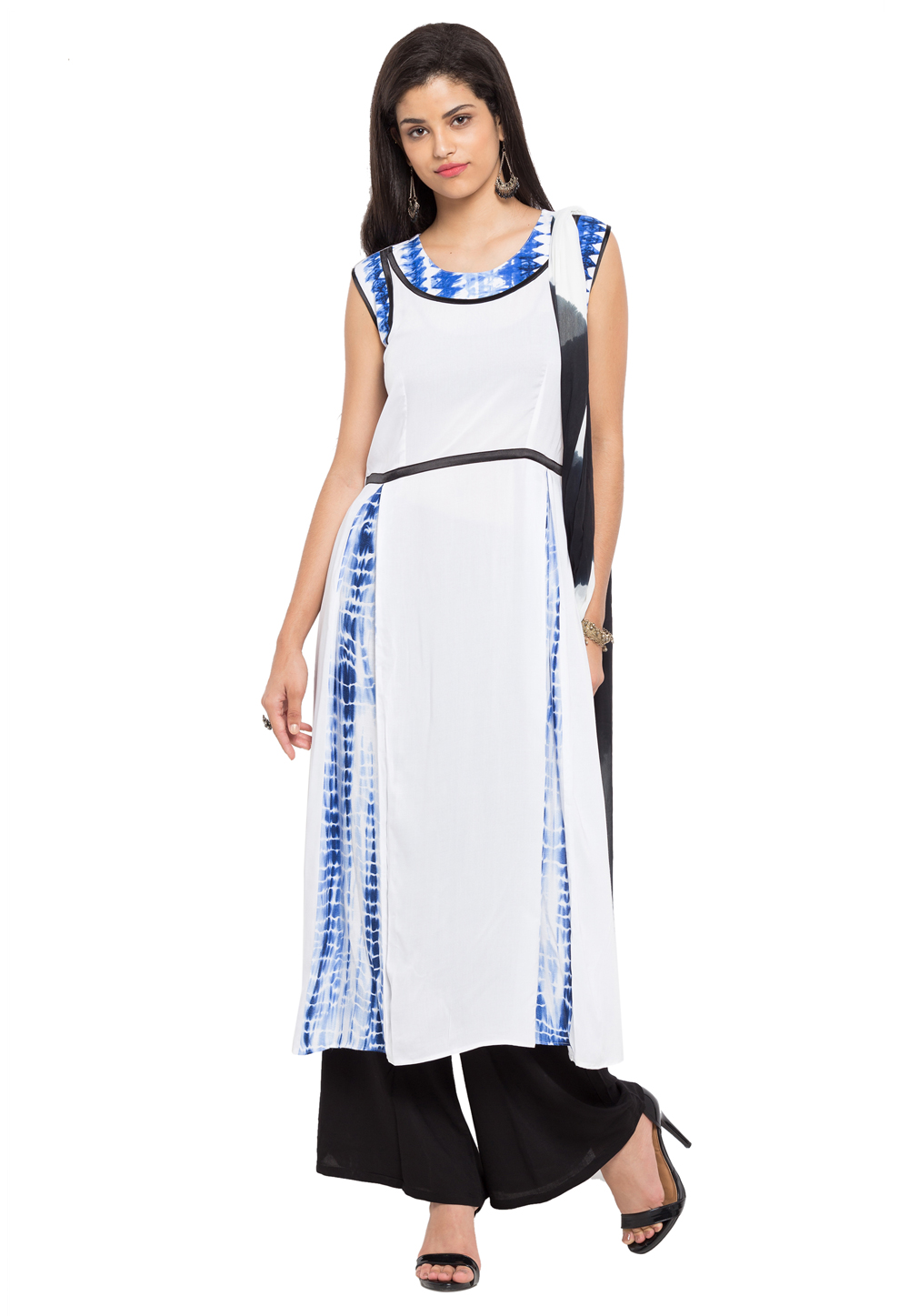 Off White Cotton Readymade Palazzo Suit 230440