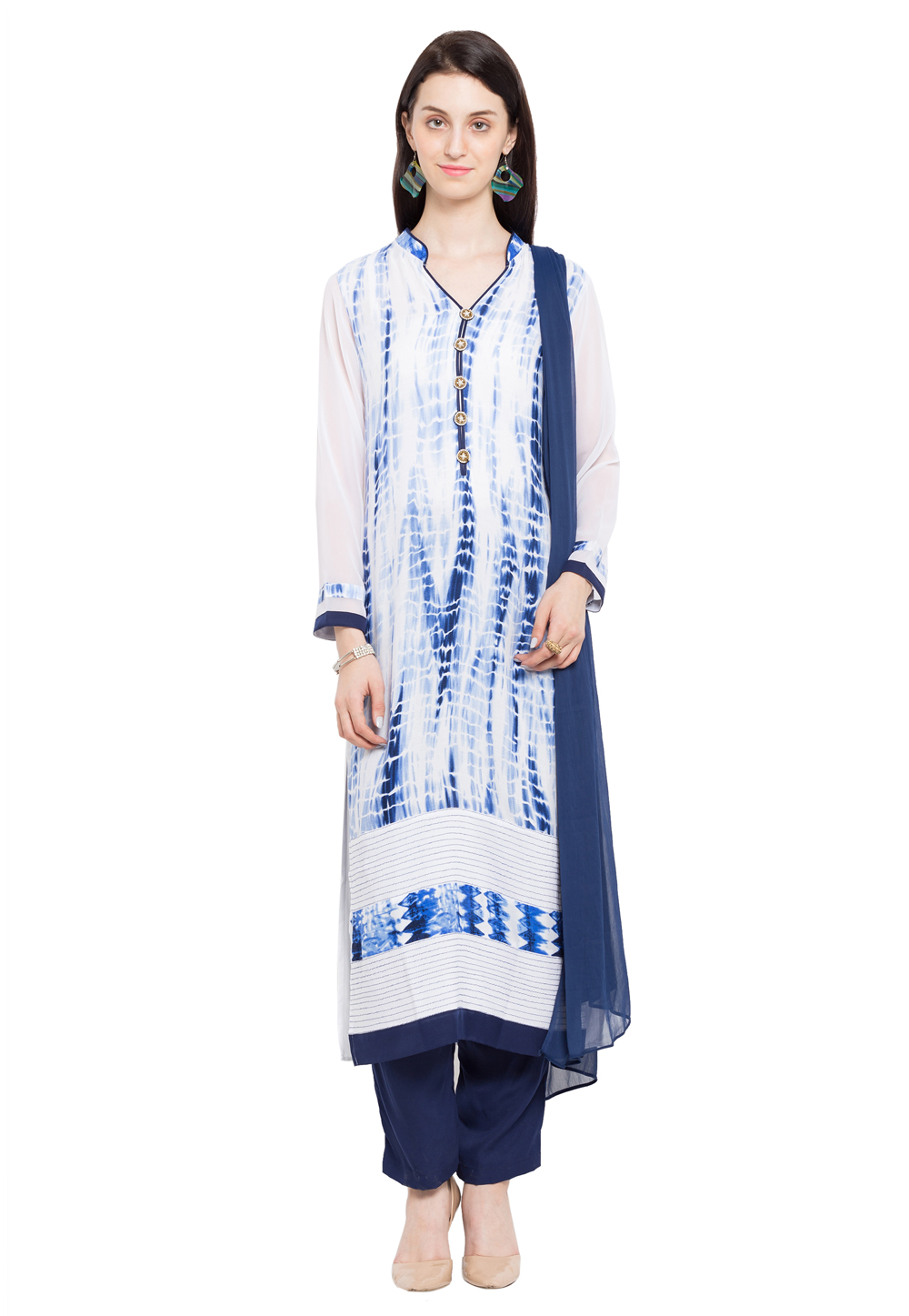 Off White Cotton Readymade Pant Style Suit 230442