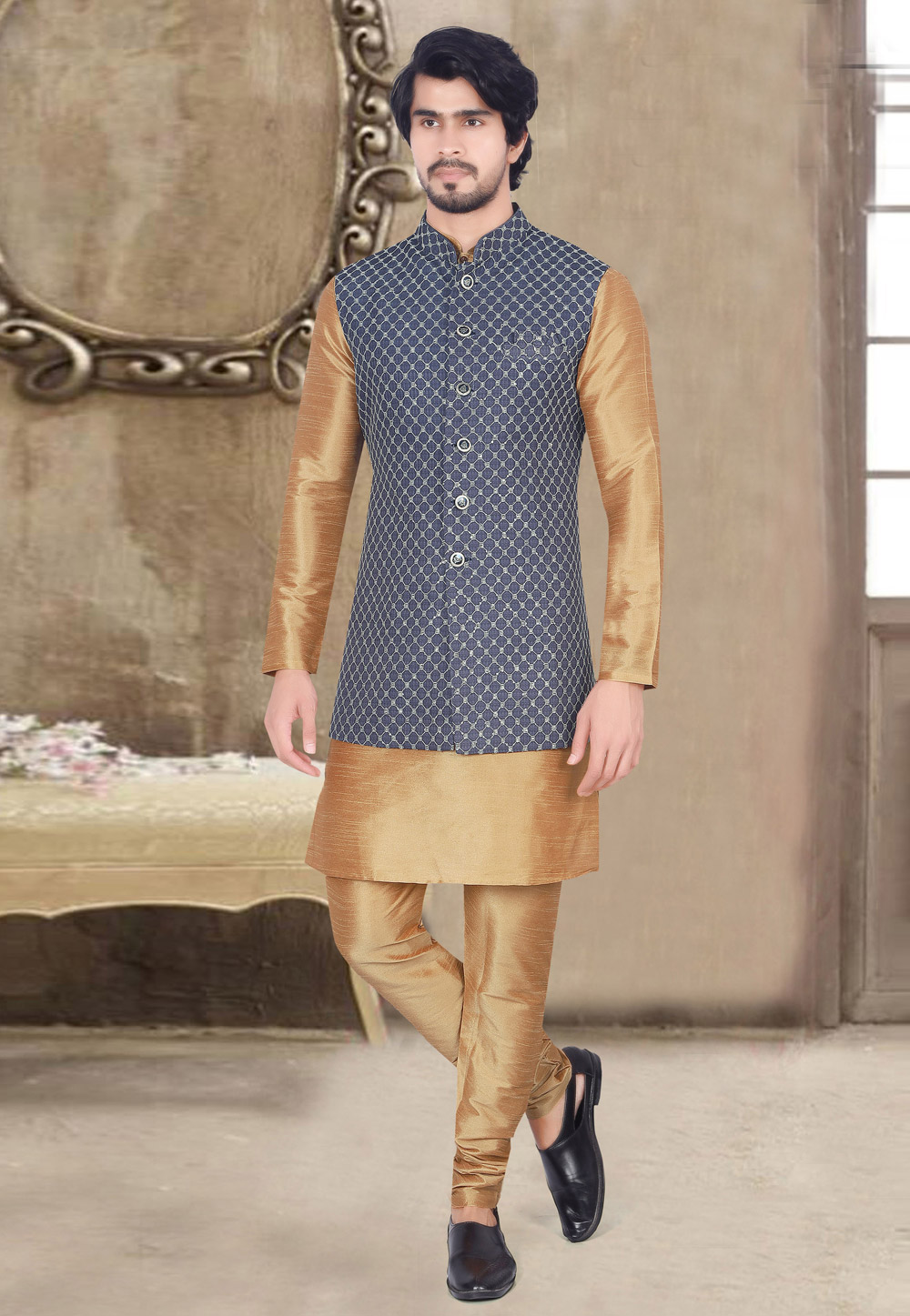 Buy Kurta Pajama with Jacket | Kurta Pajama for men with jacket USA