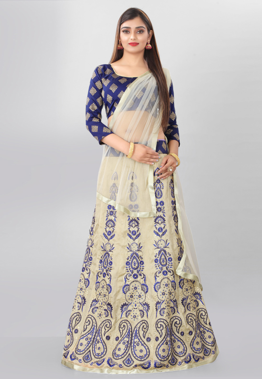 Beige Silk A Line Lehenga Choli 274170