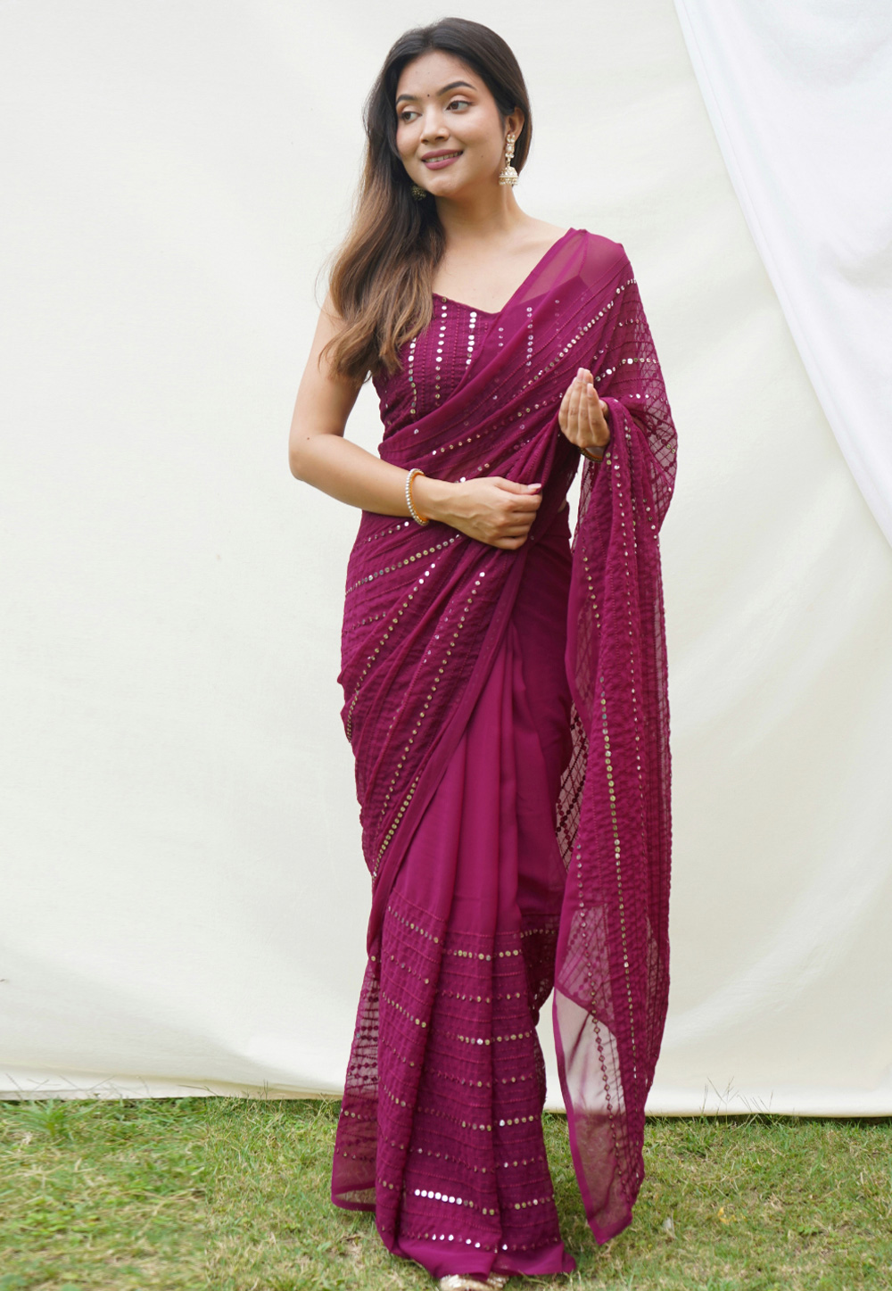 Purple Georgette Saree With Blouse 274188